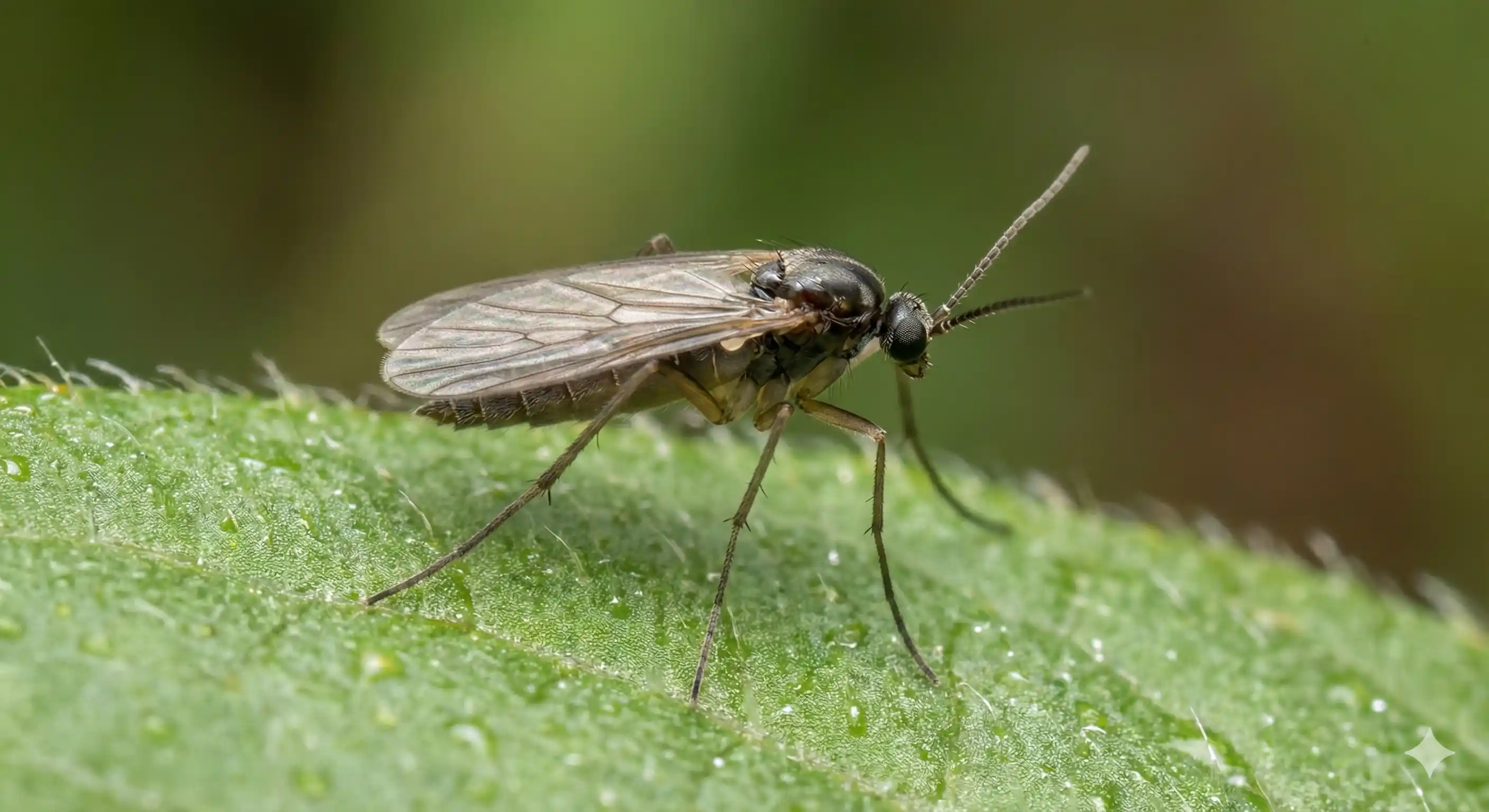 Professional gnat control technician inspecting and treating home for gnat infestation