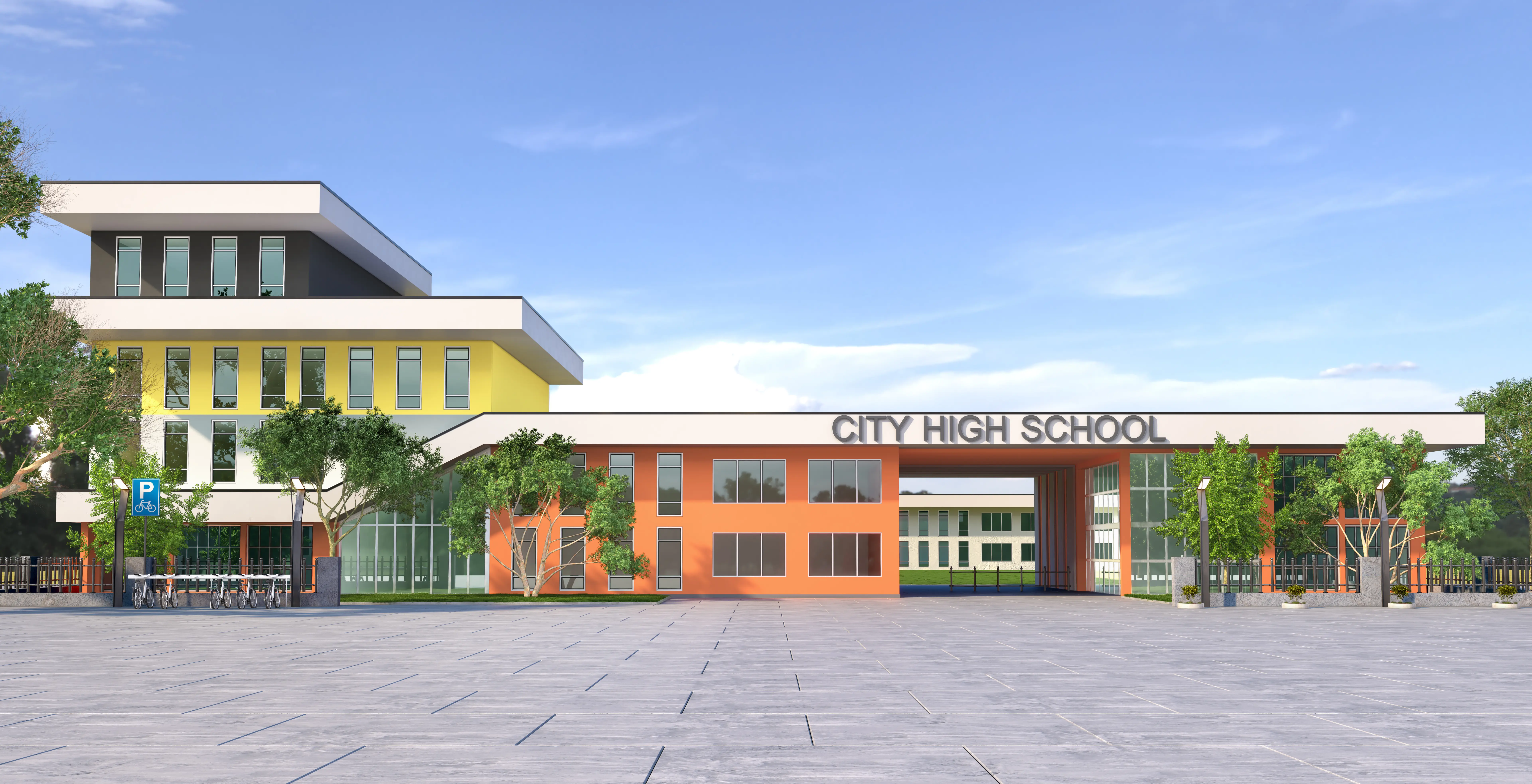 Professional pest control technician inspecting school facility