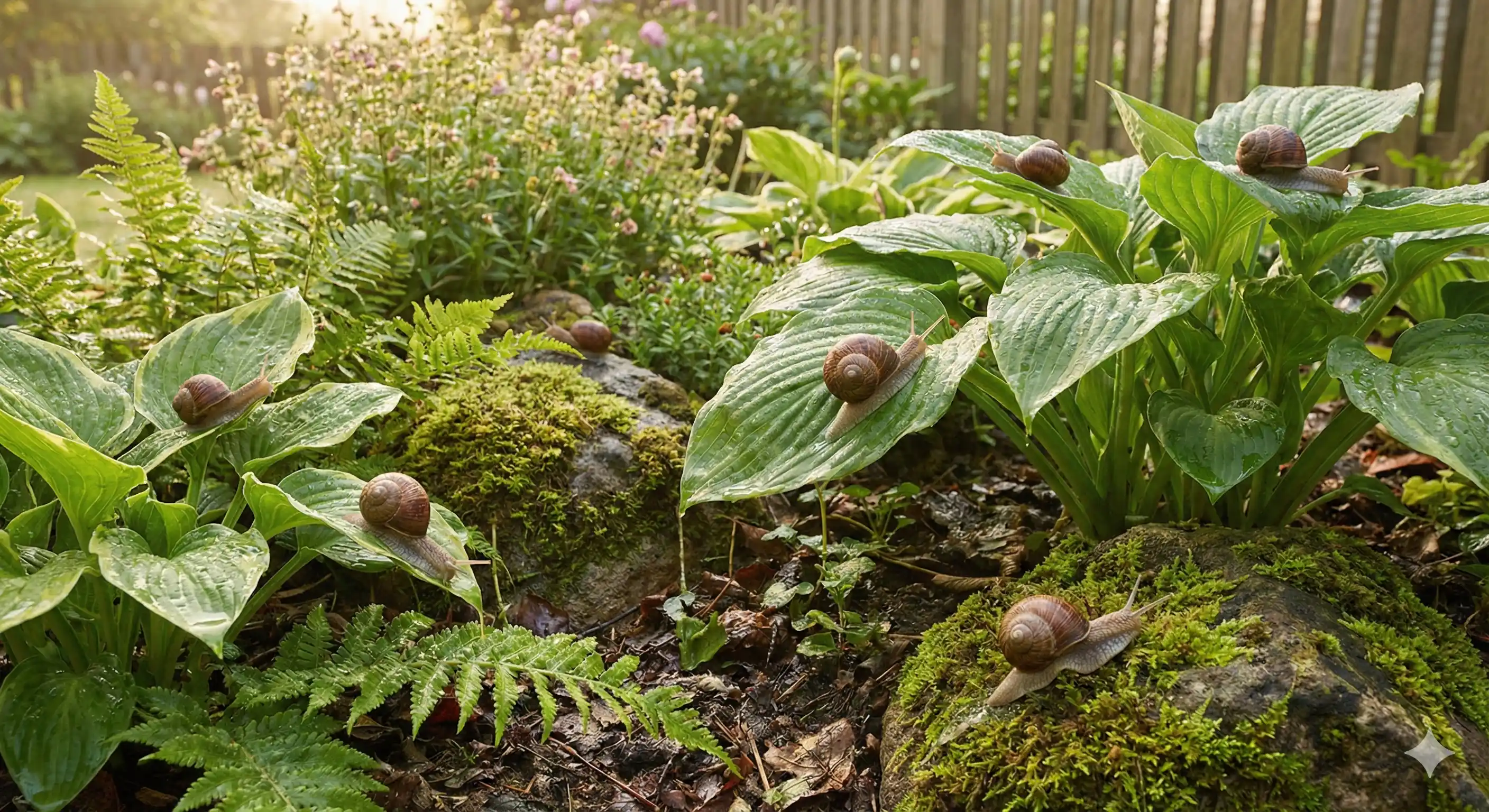 Professional snail and slug control technician treating garden and landscape areas for mollusk infestation