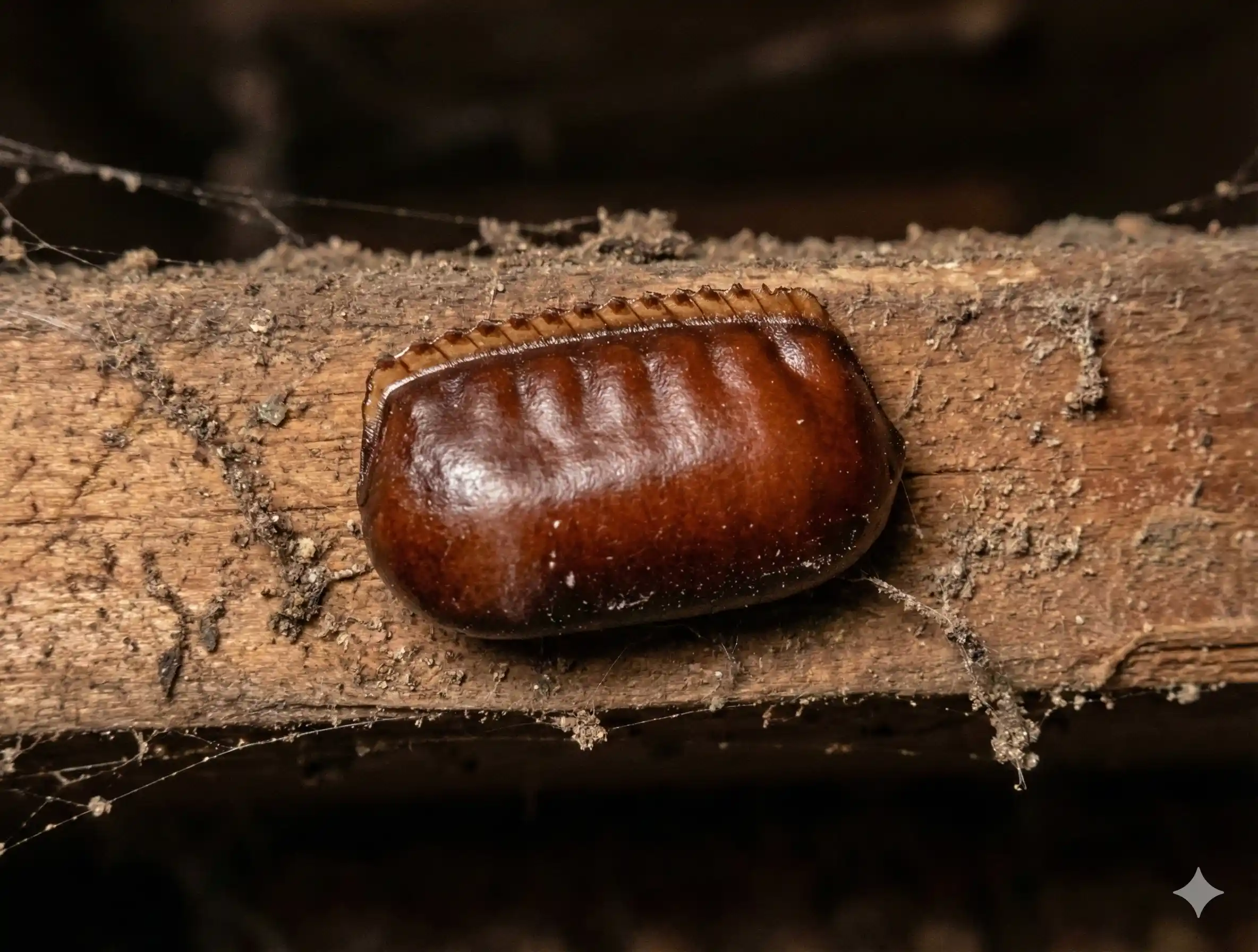 American cockroach egg capsule (ootheca) found in hidden area