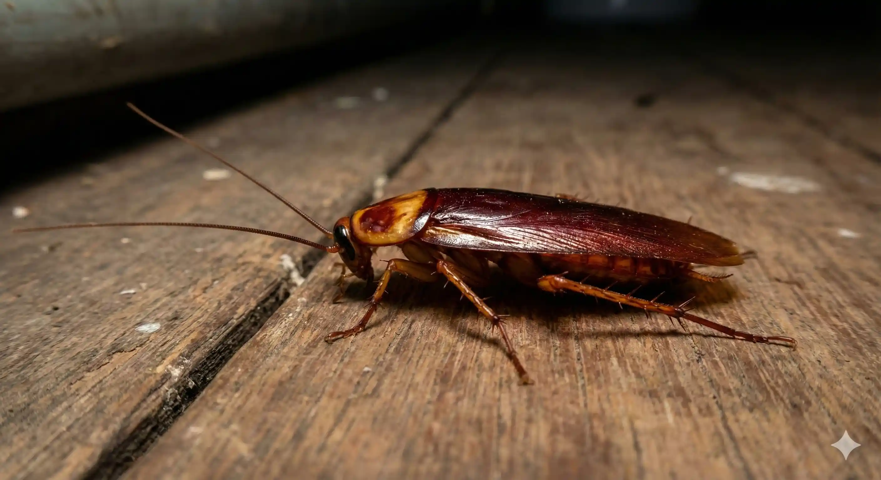 Live American cockroach showing characteristic reddish-brown coloring and size
