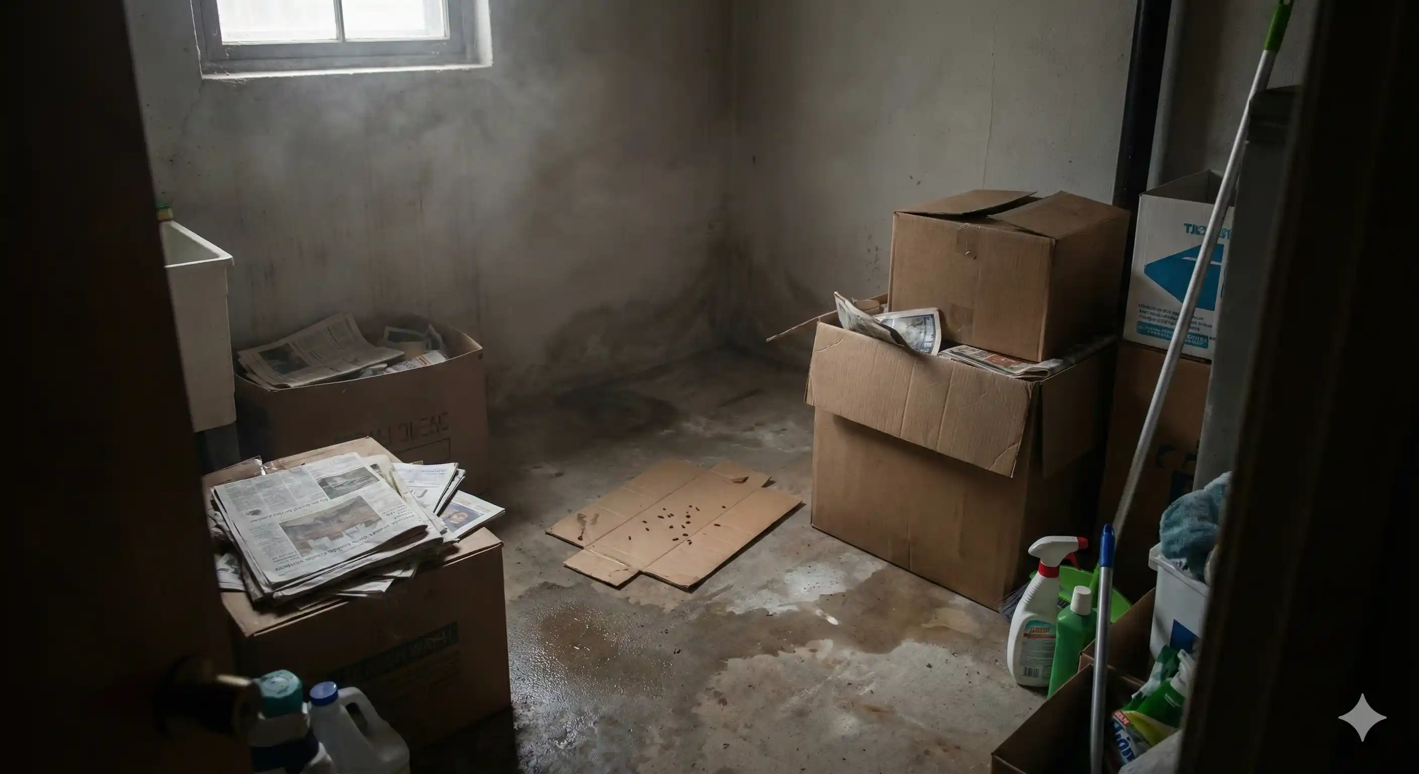 Area with musty odor indicating American cockroach infestation