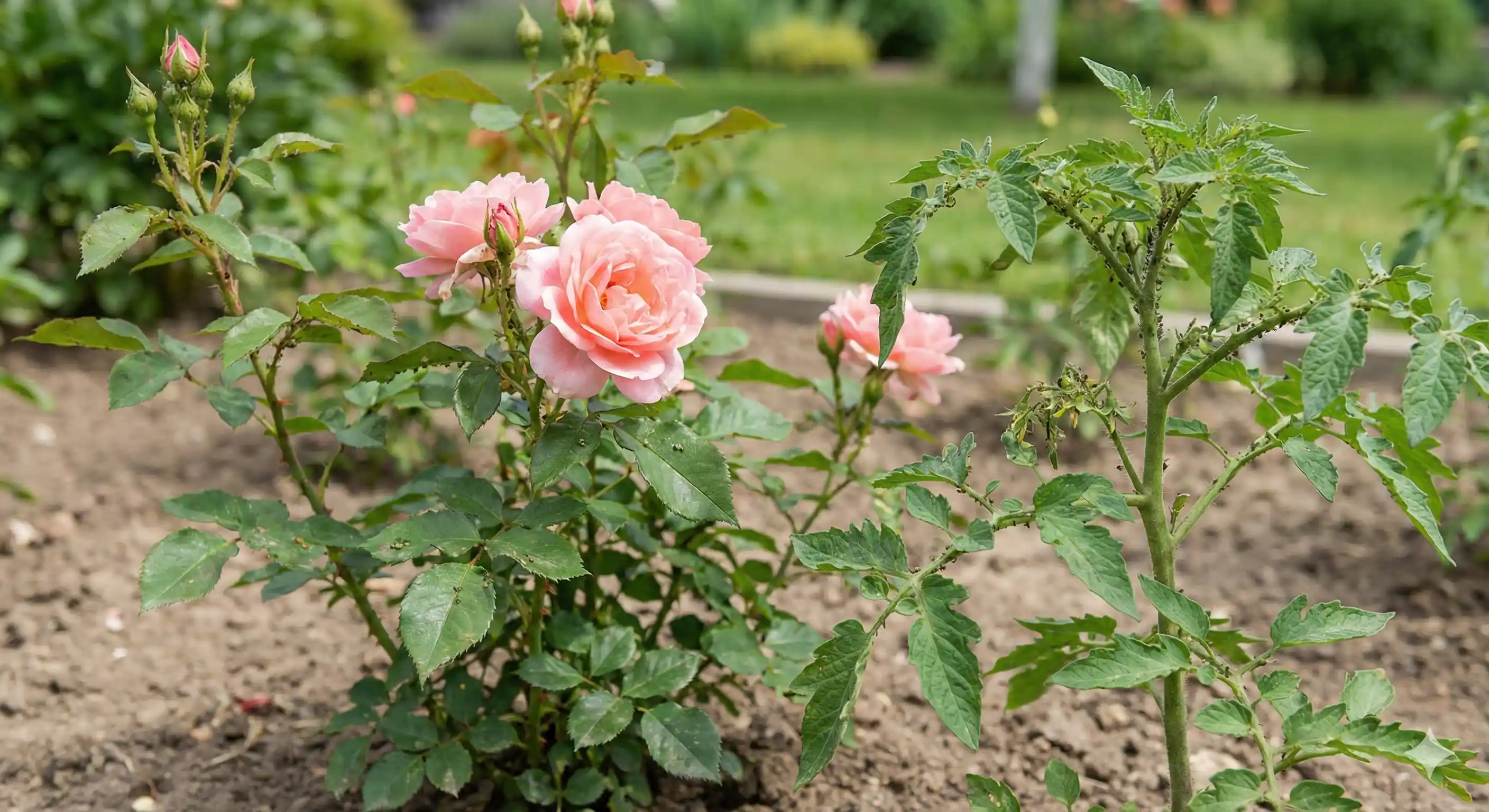 Garden lacking beneficial predator insects for natural aphid control
