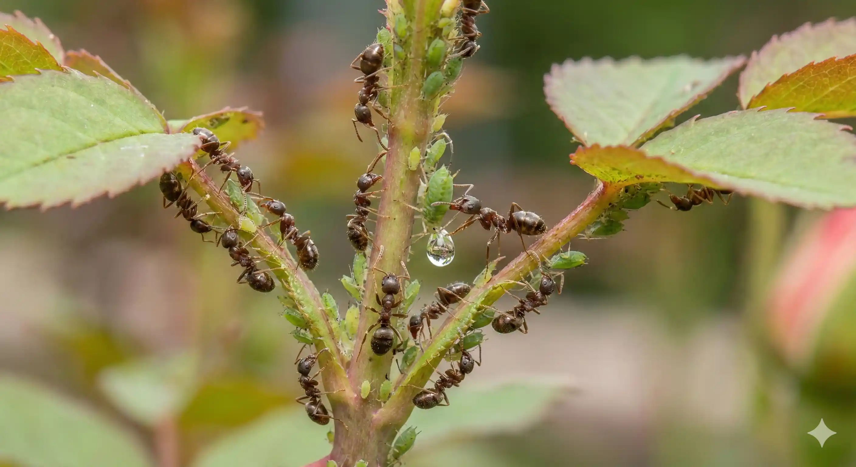 Argentine ants farming aphids on plant stems