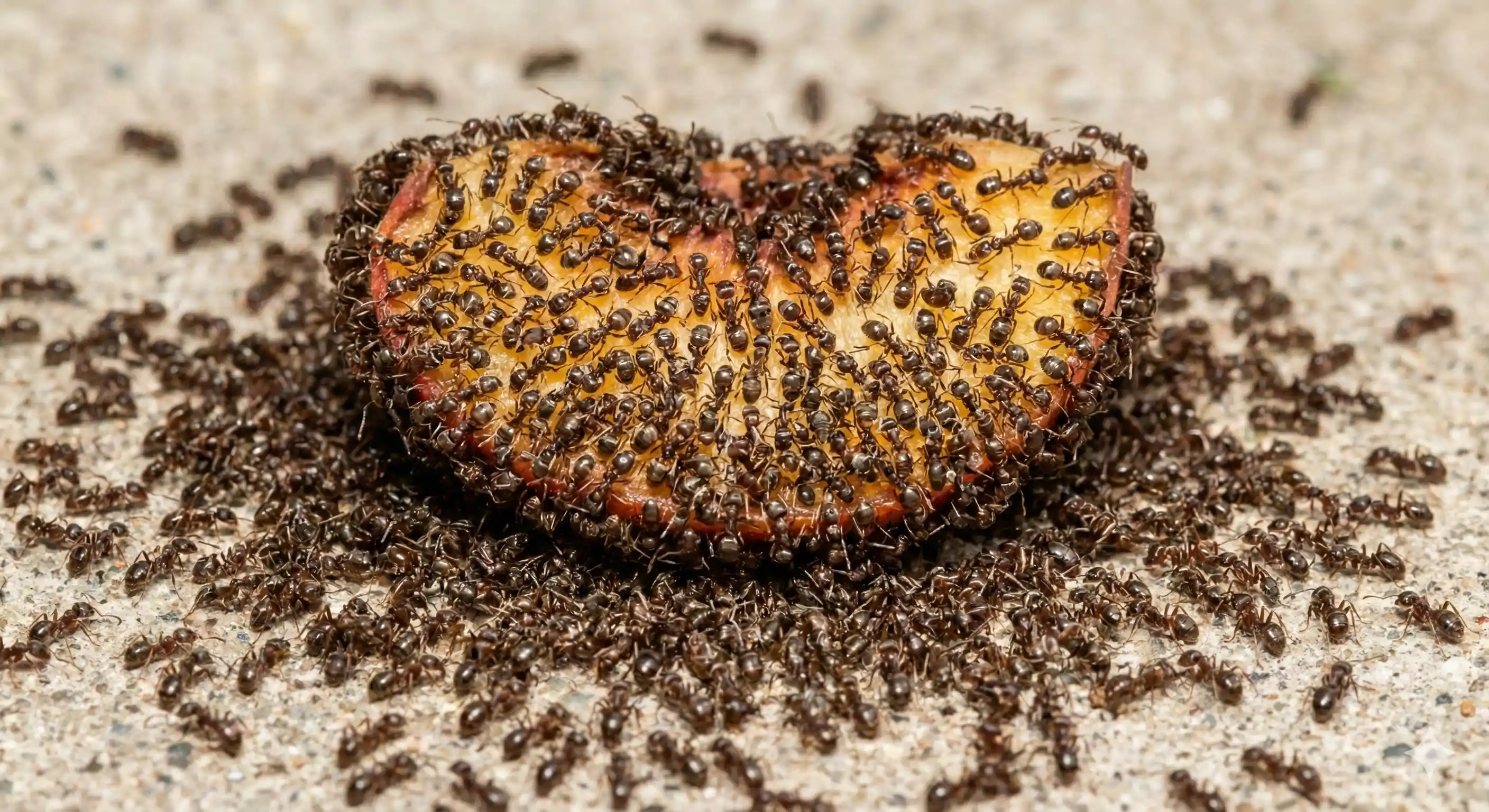 Large numbers of Argentine ants indicating super colony presence