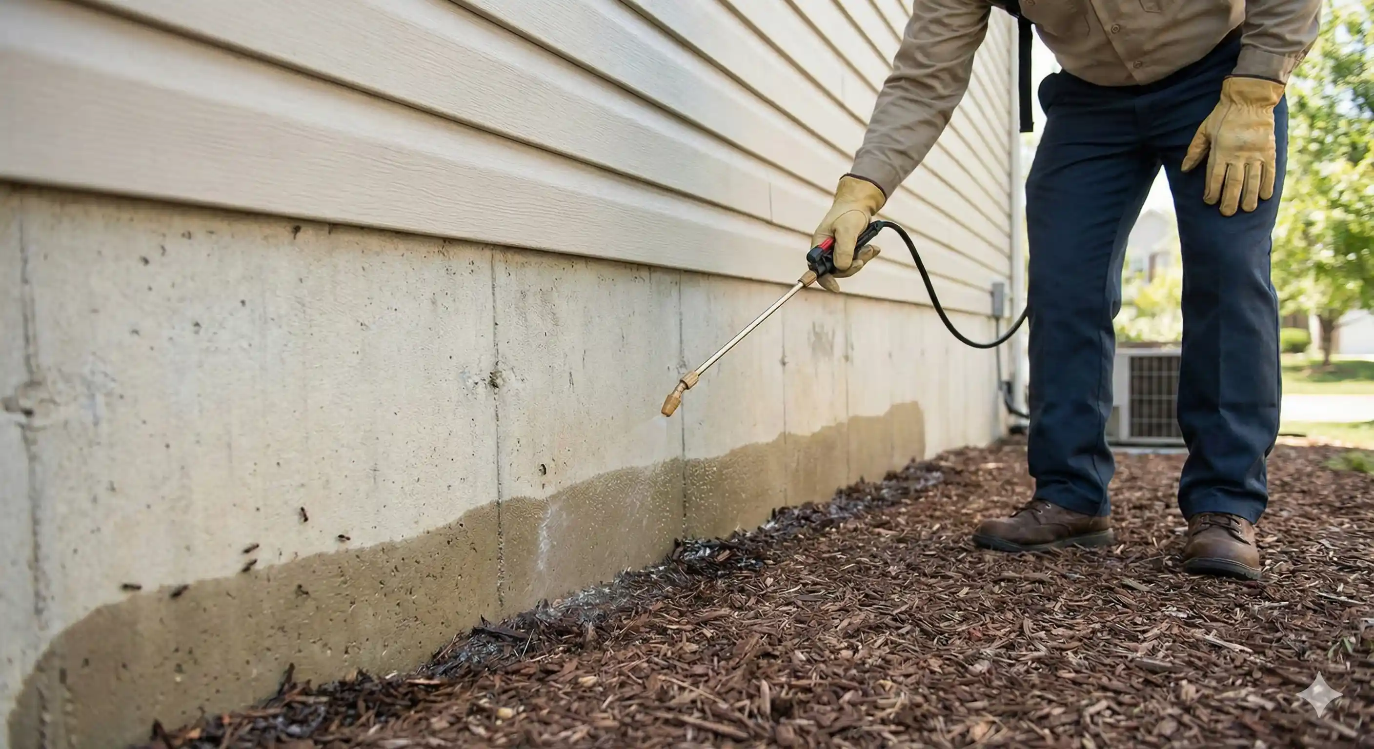 Installing perimeter barrier treatment to prevent Argentine ant invasion