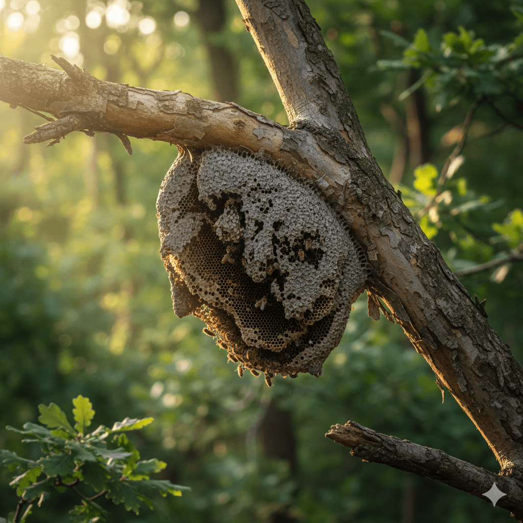 Residual honeycomb remains attracting new bee swarms