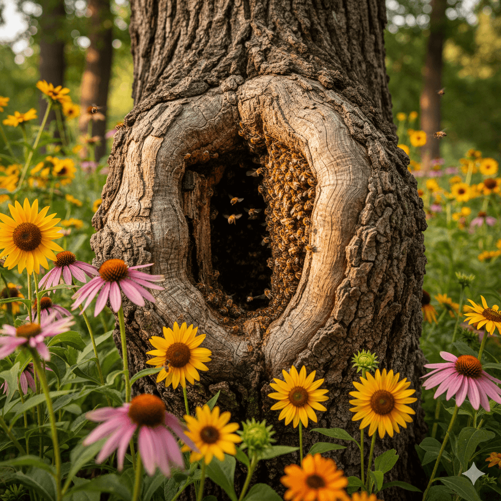 Protected wall voids and attic spaces ideal for bee hive establishment