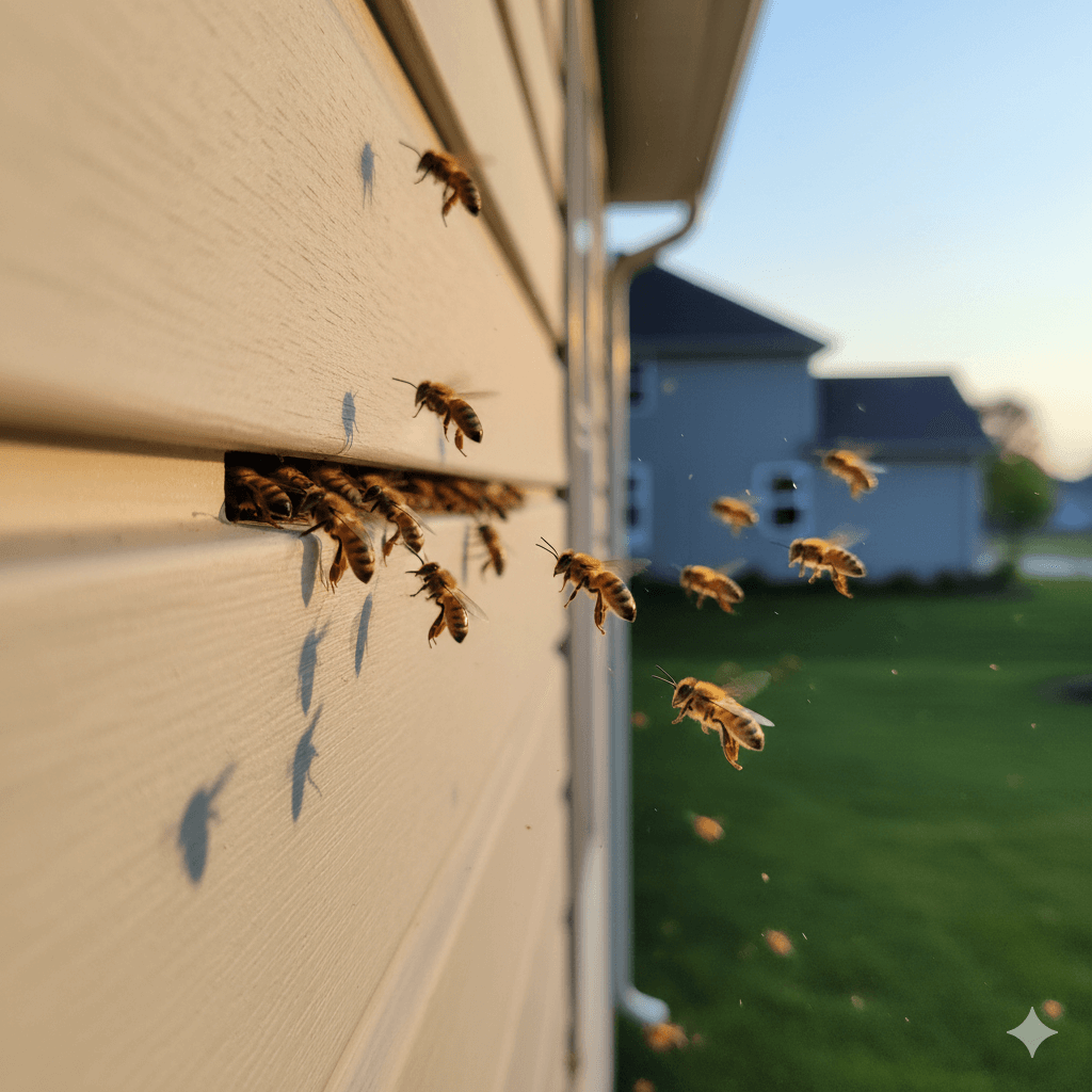 Gaps in home siding and utility penetrations providing bee entry points