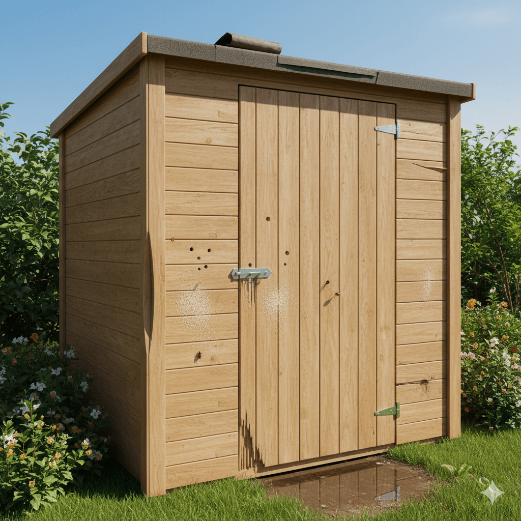 Structurally compromised wood showing internal beetle damage