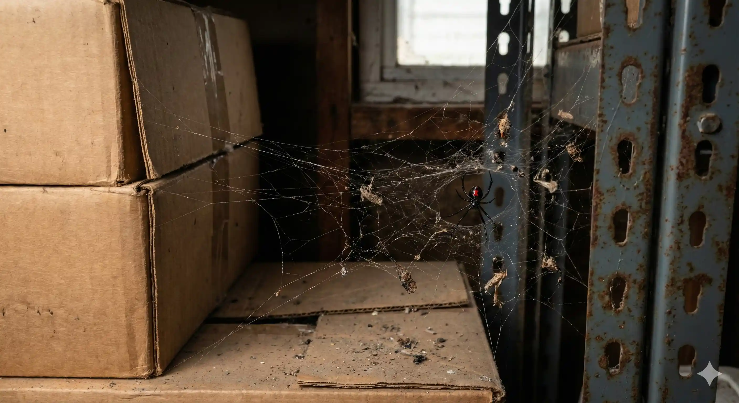 Insect prey remains caught in black widow web