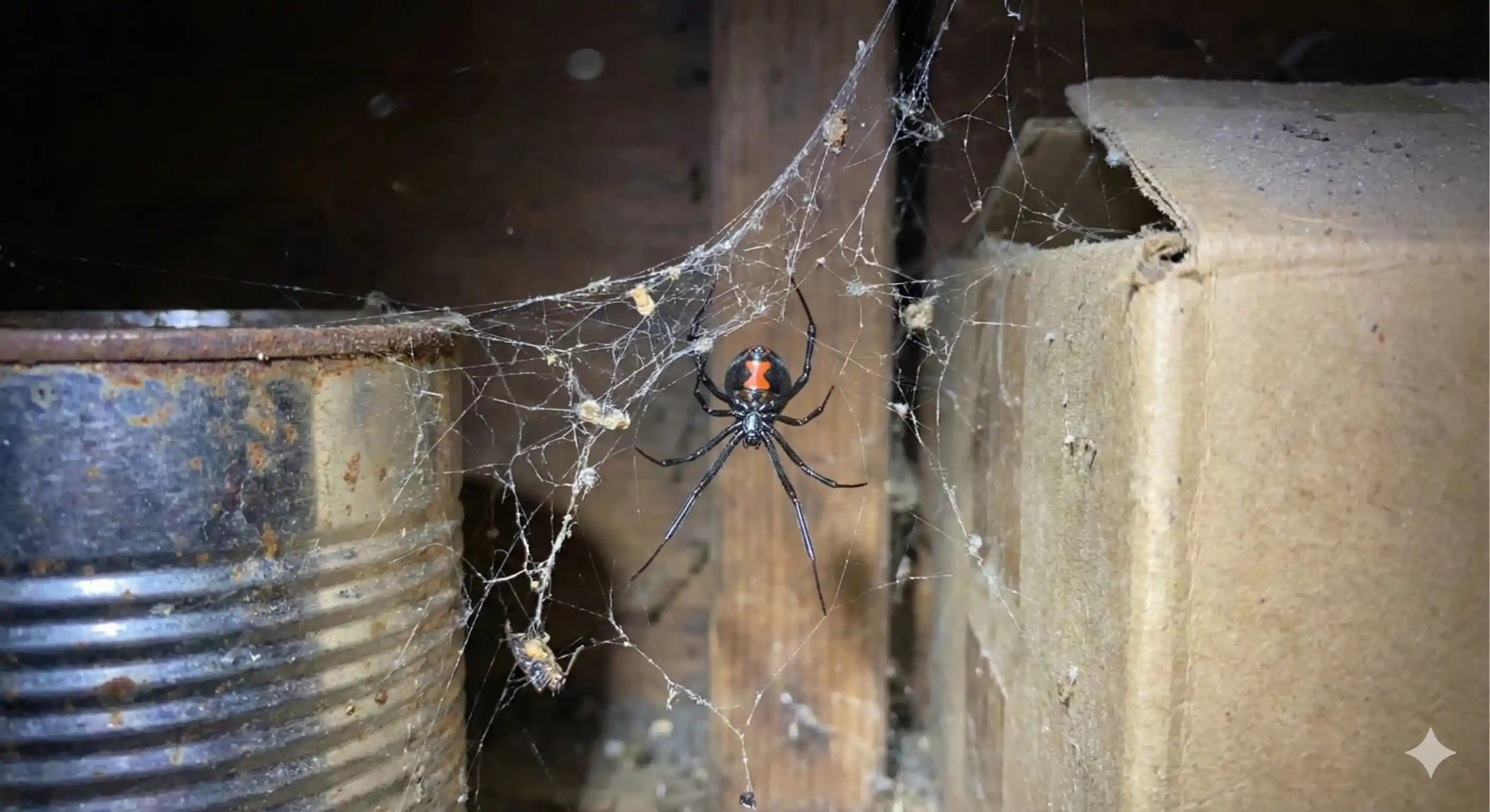 Irregular tangled black widow web showing characteristic construction