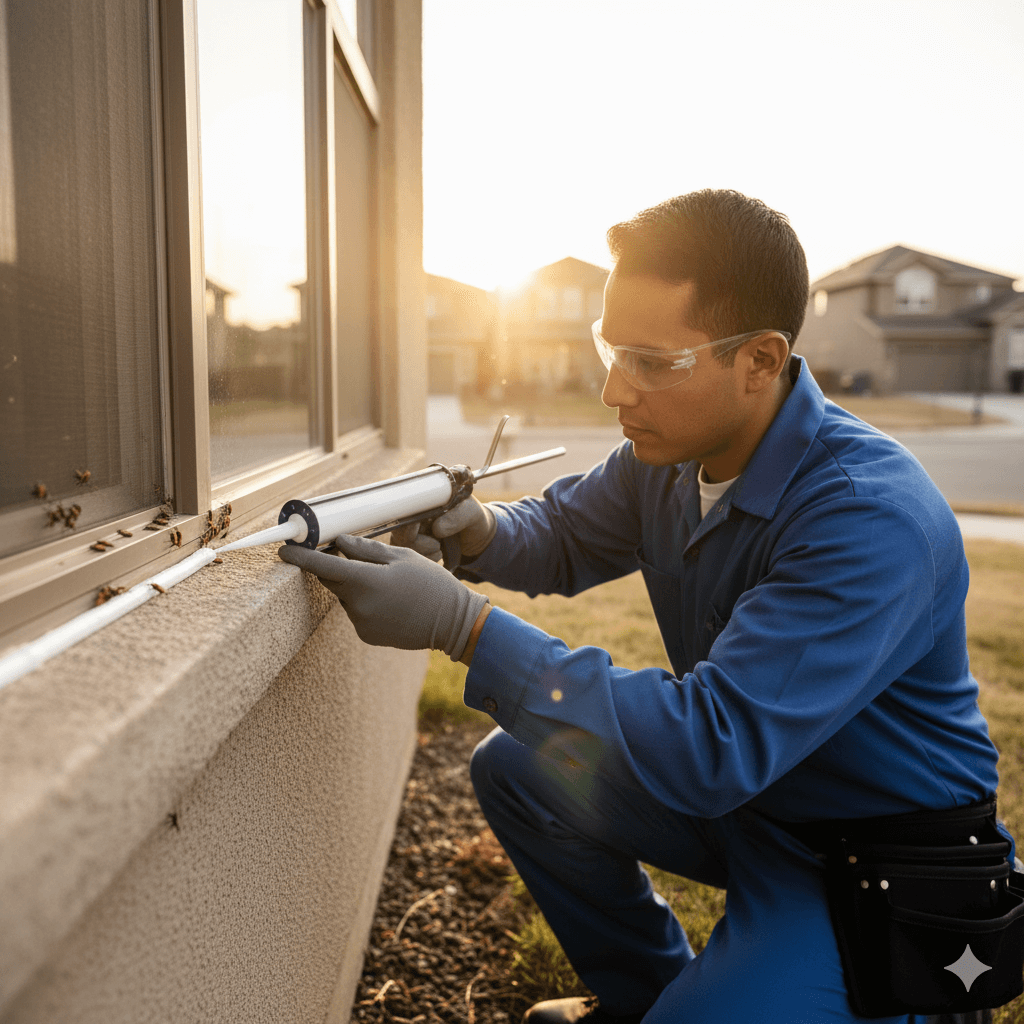 Sealing entry points to prevent boxelder bug indoor invasions
