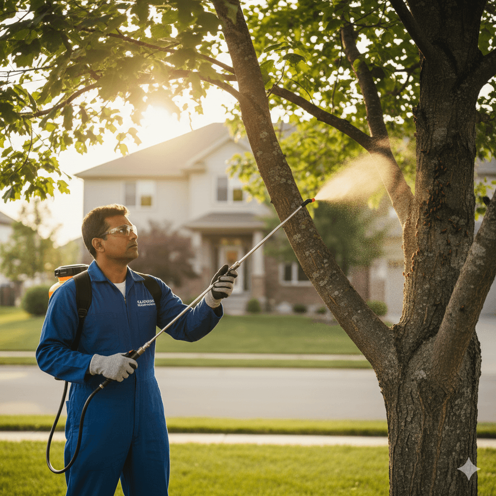 Professional exterior pesticide treatment for boxelder trees and exterior areas