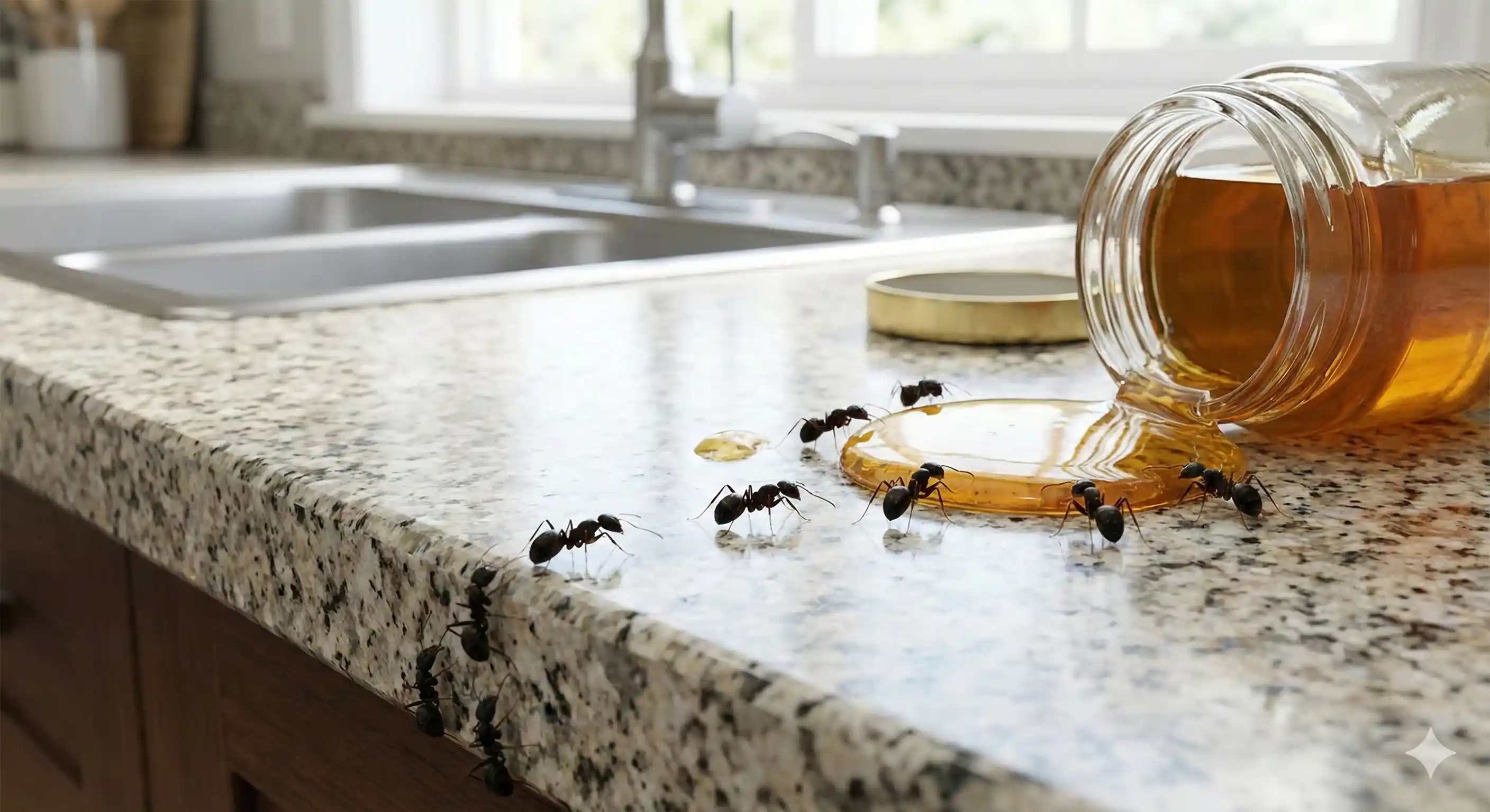 Kitchen area with food sources attracting carpenter ant foragers