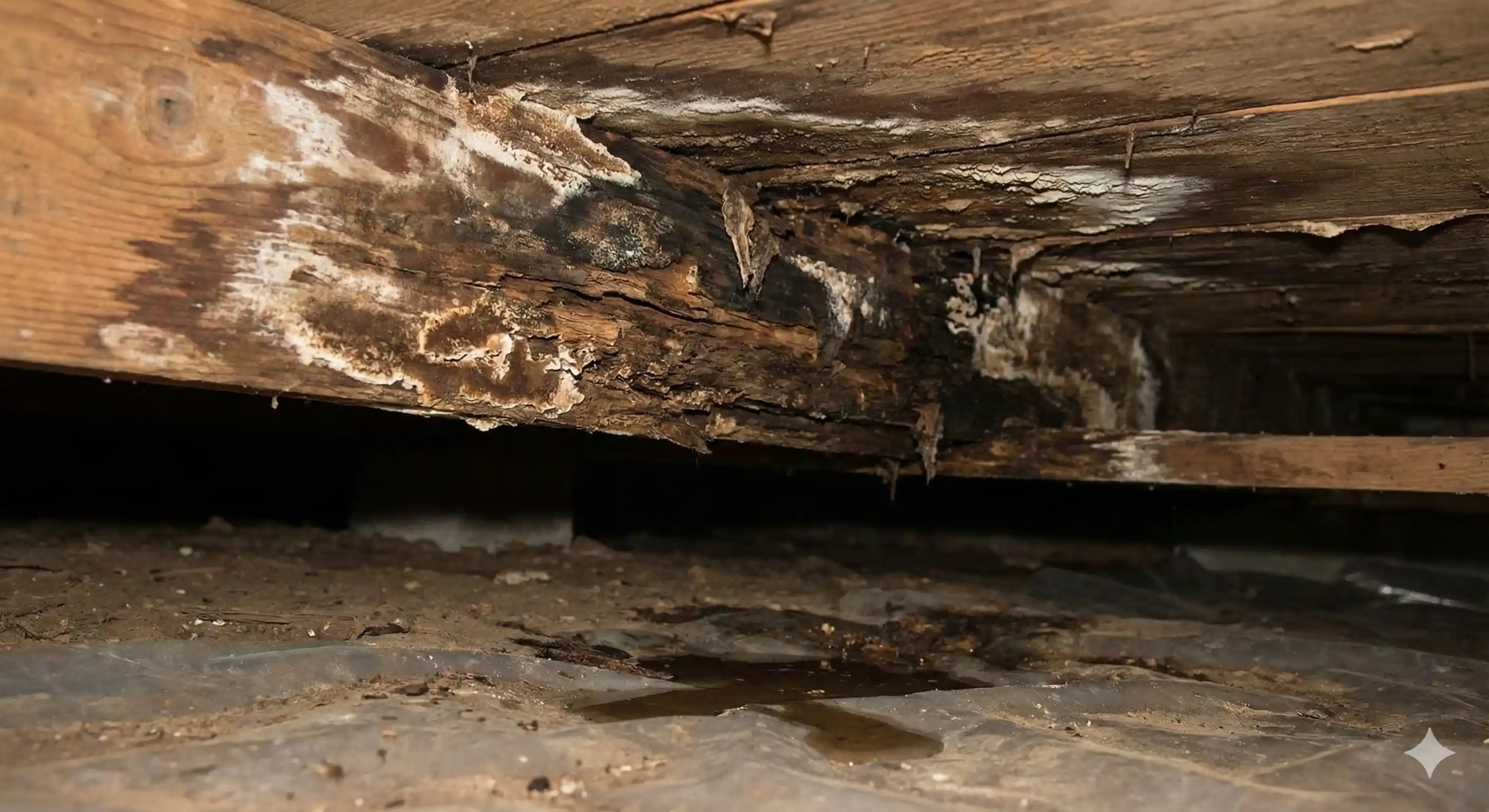 Water-damaged wood providing ideal carpenter ant nesting conditions