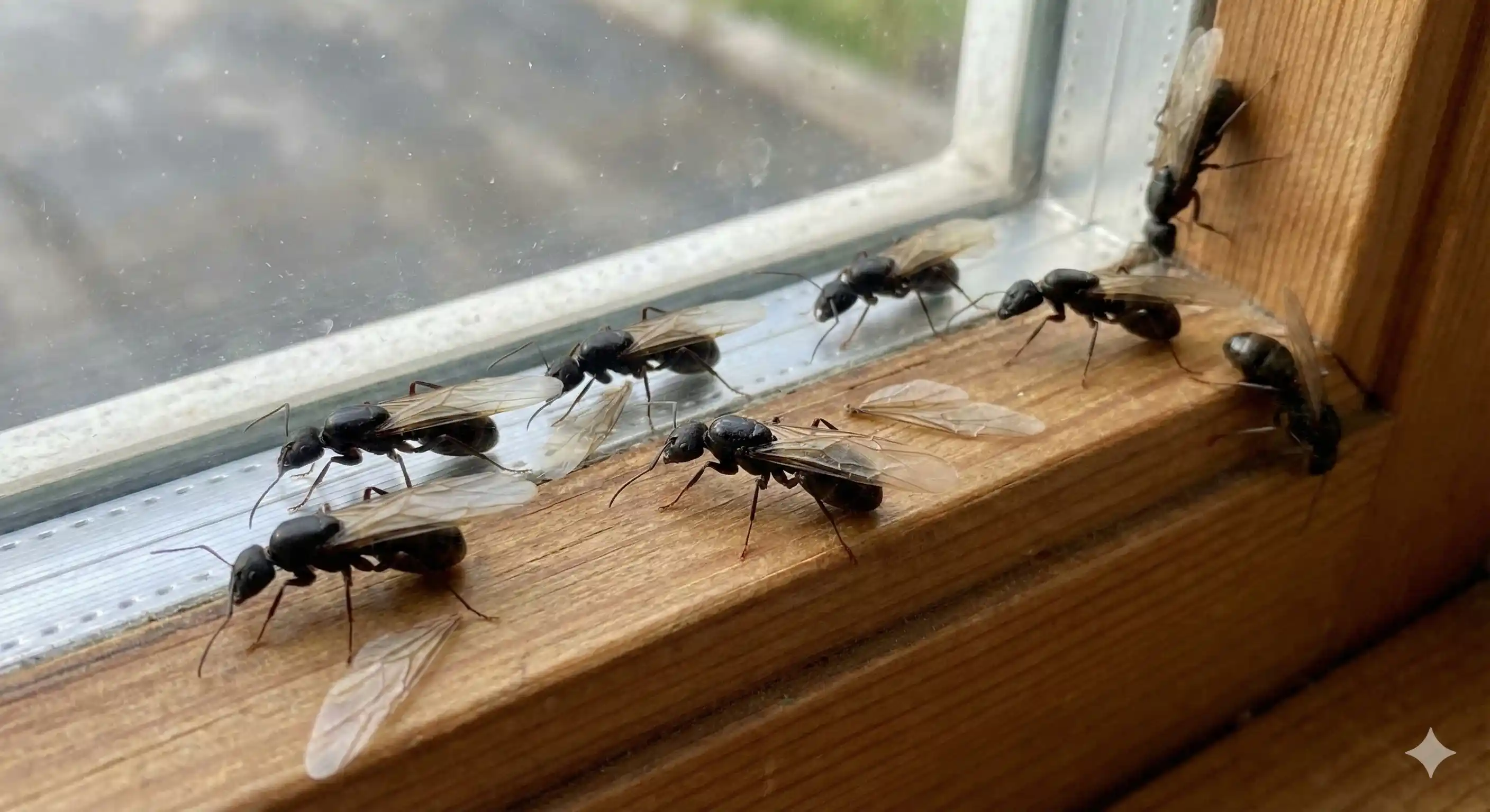 Winged carpenter ant swarmers indicating mature indoor colony