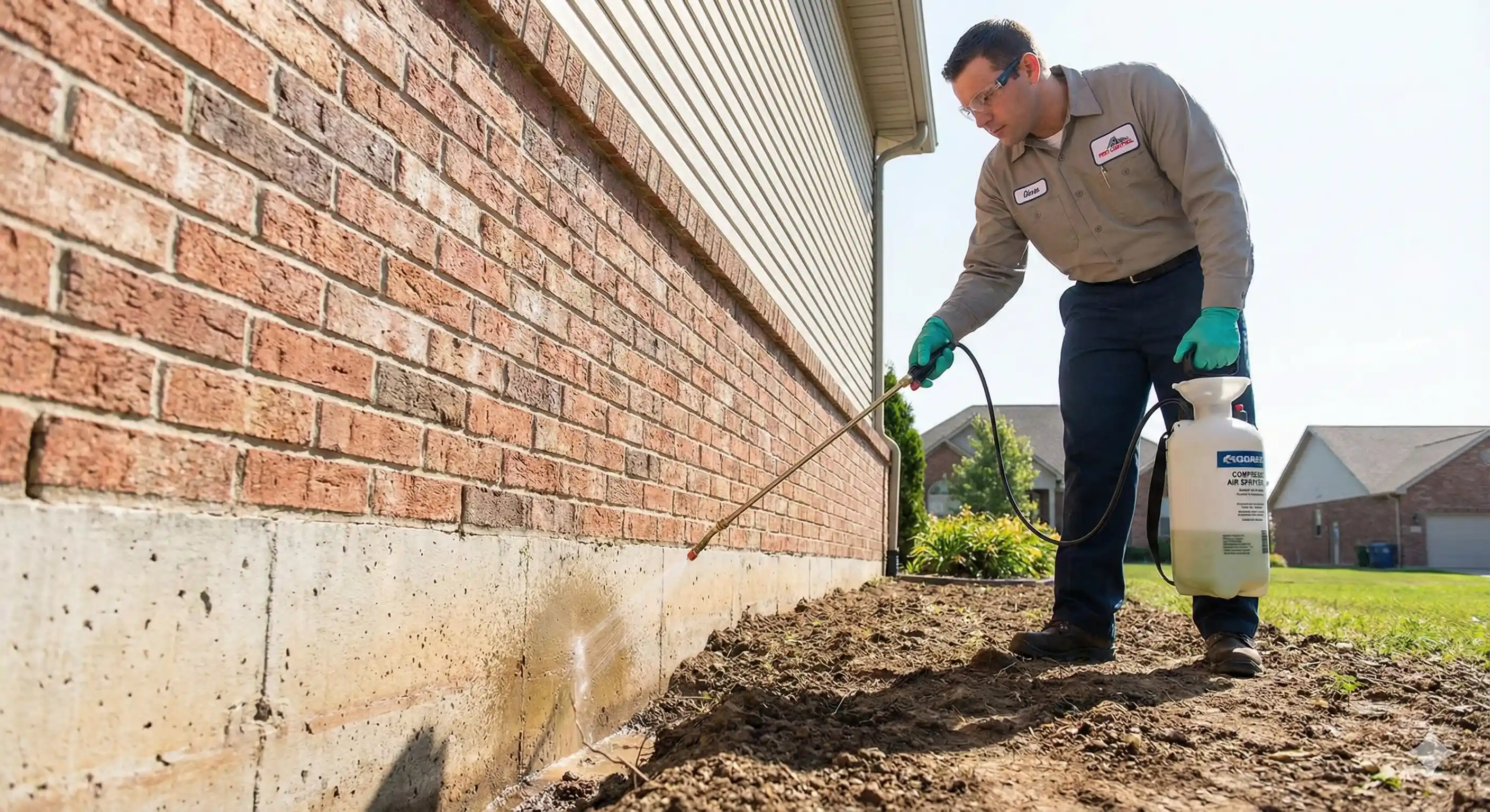 Applying non-repellent liquid treatment for carpenter ant colony transfer