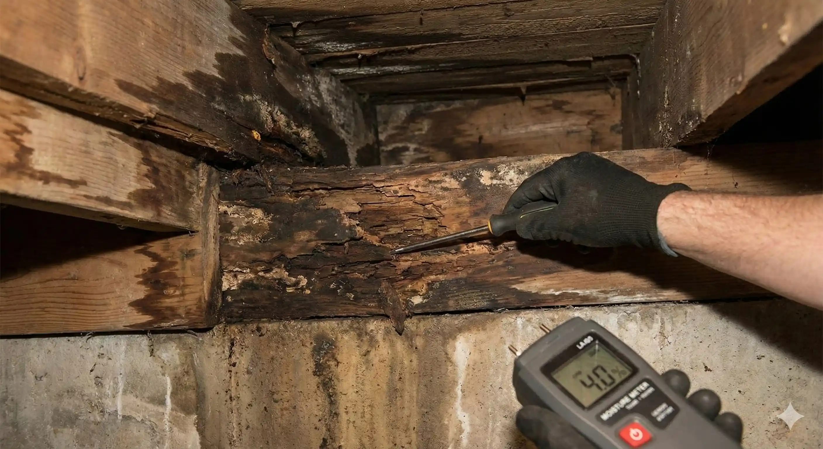 Identifying moisture damage that attracts carpenter ant colonies