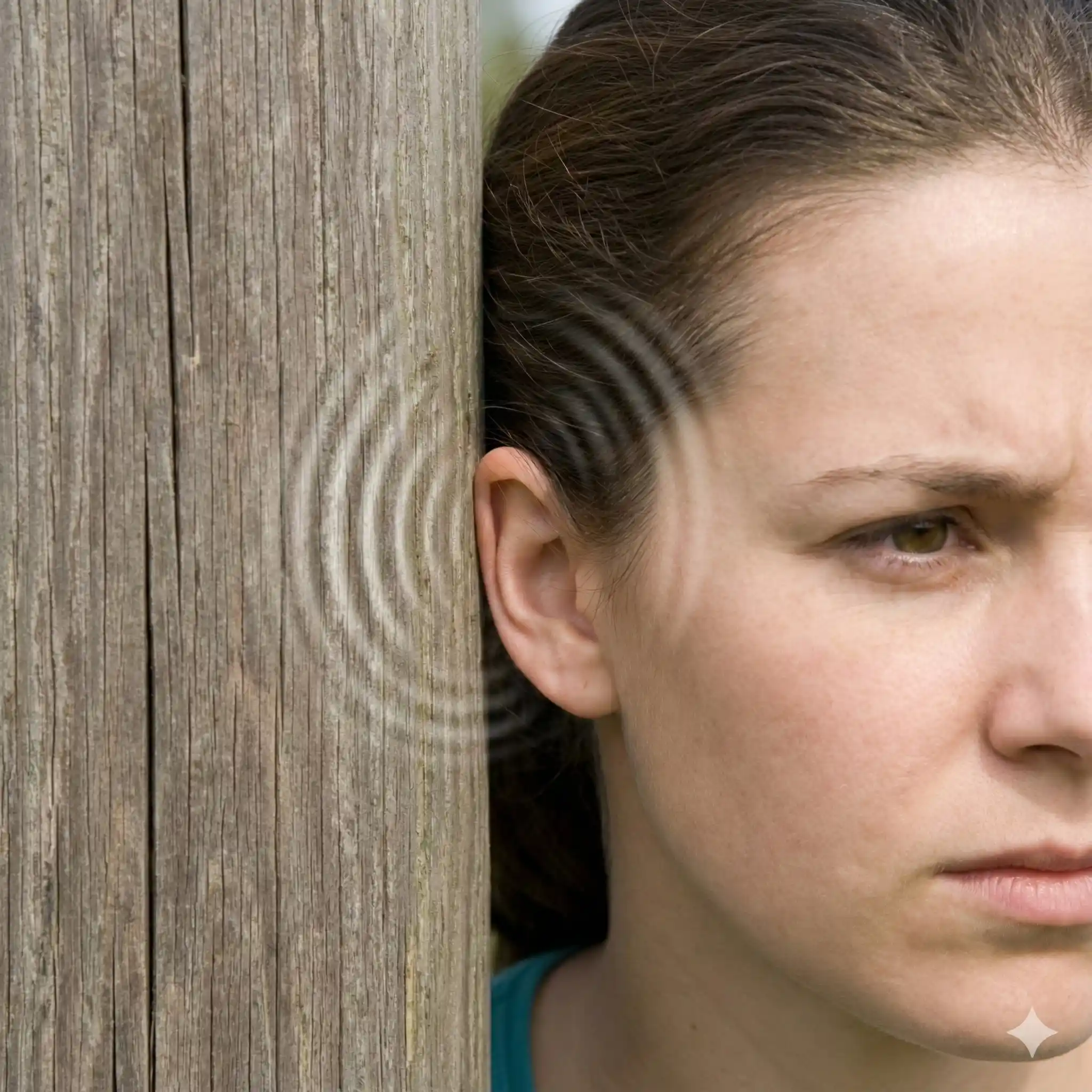 Illustration of buzzing sounds emanating from carpenter bee activity in wood