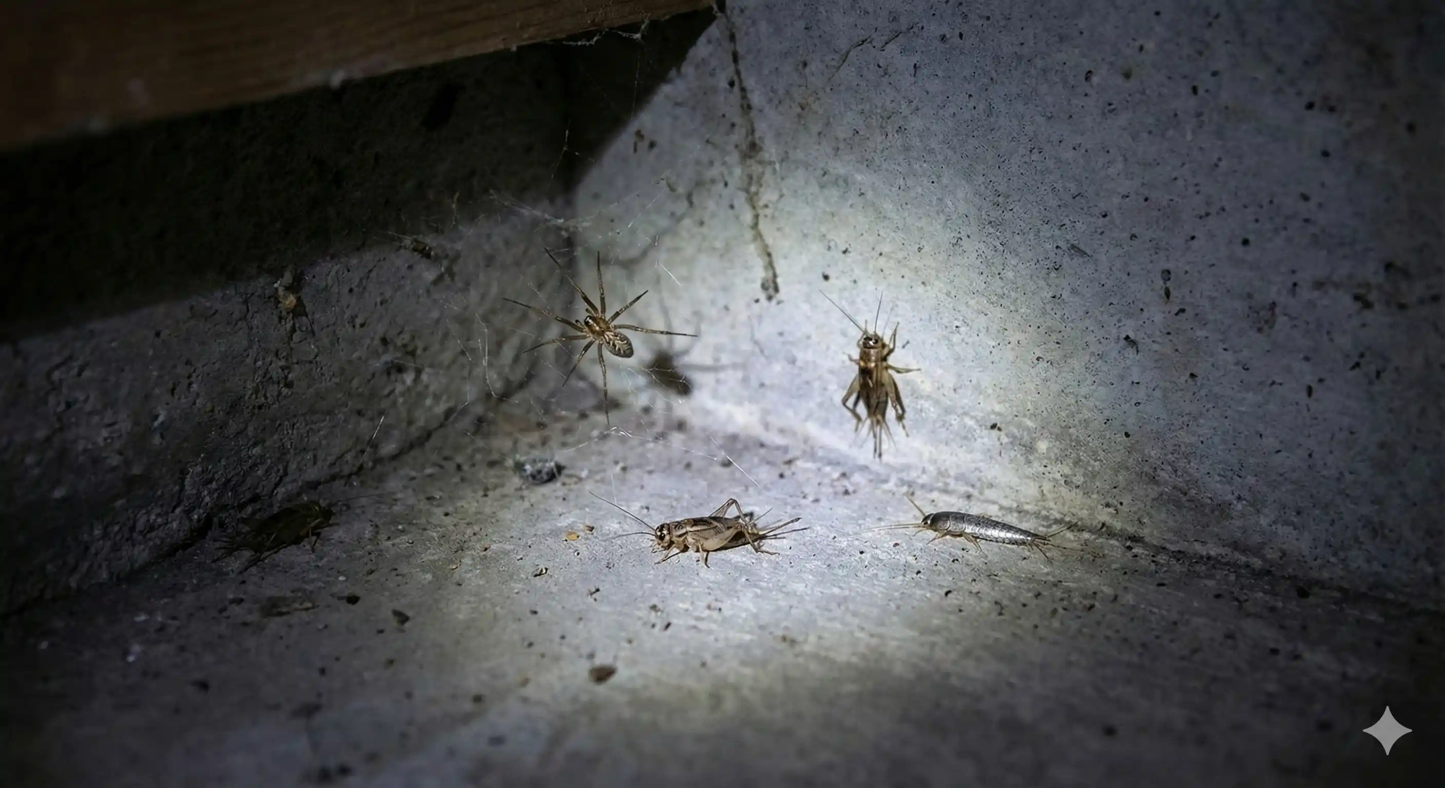 Various prey insects including spiders and crickets that attract centipedes