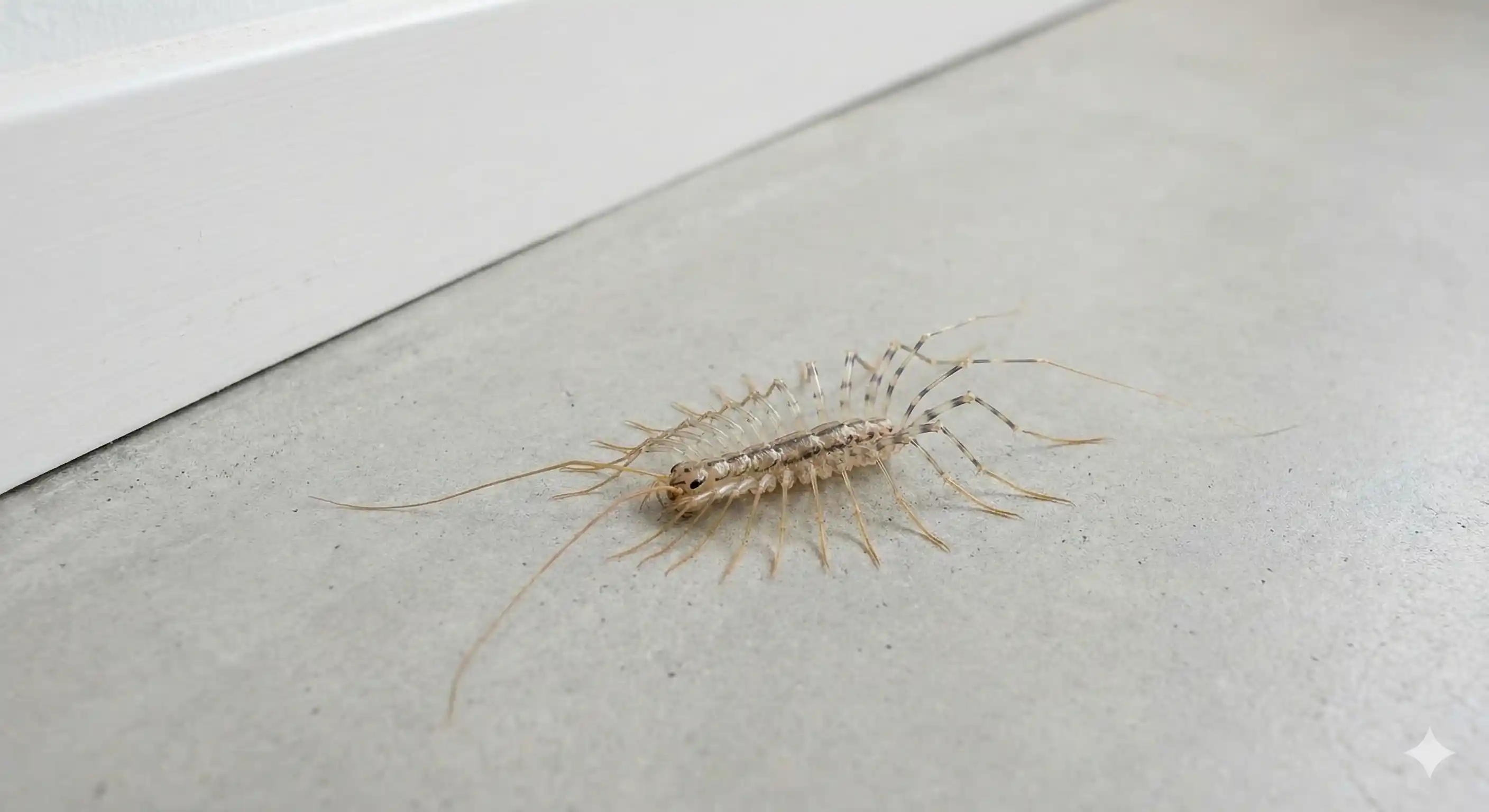 Centipede shed exoskeleton found in dark basement corner