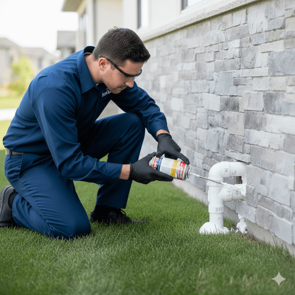 Sealing cockroach entry points and harborage areas for environmental modification