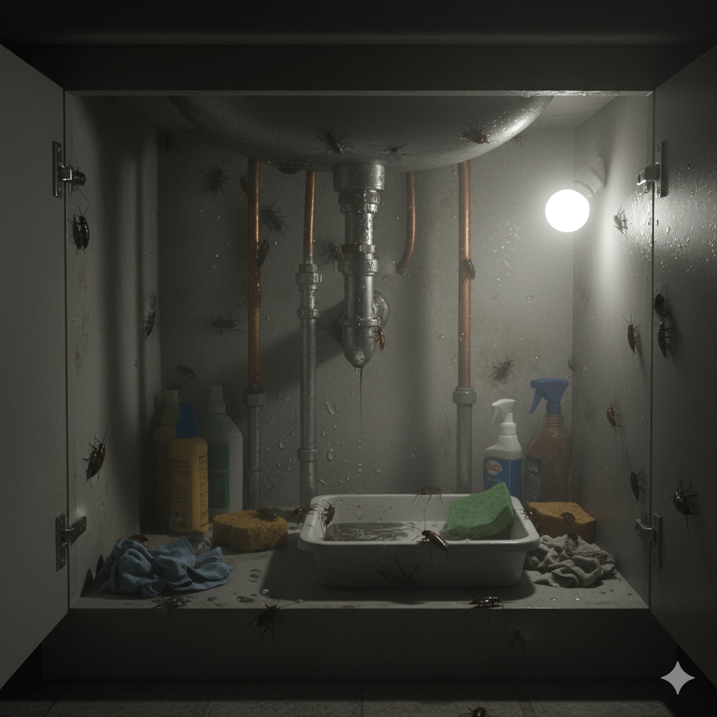 Leaking pipes and moisture creating ideal conditions for cockroach infestation