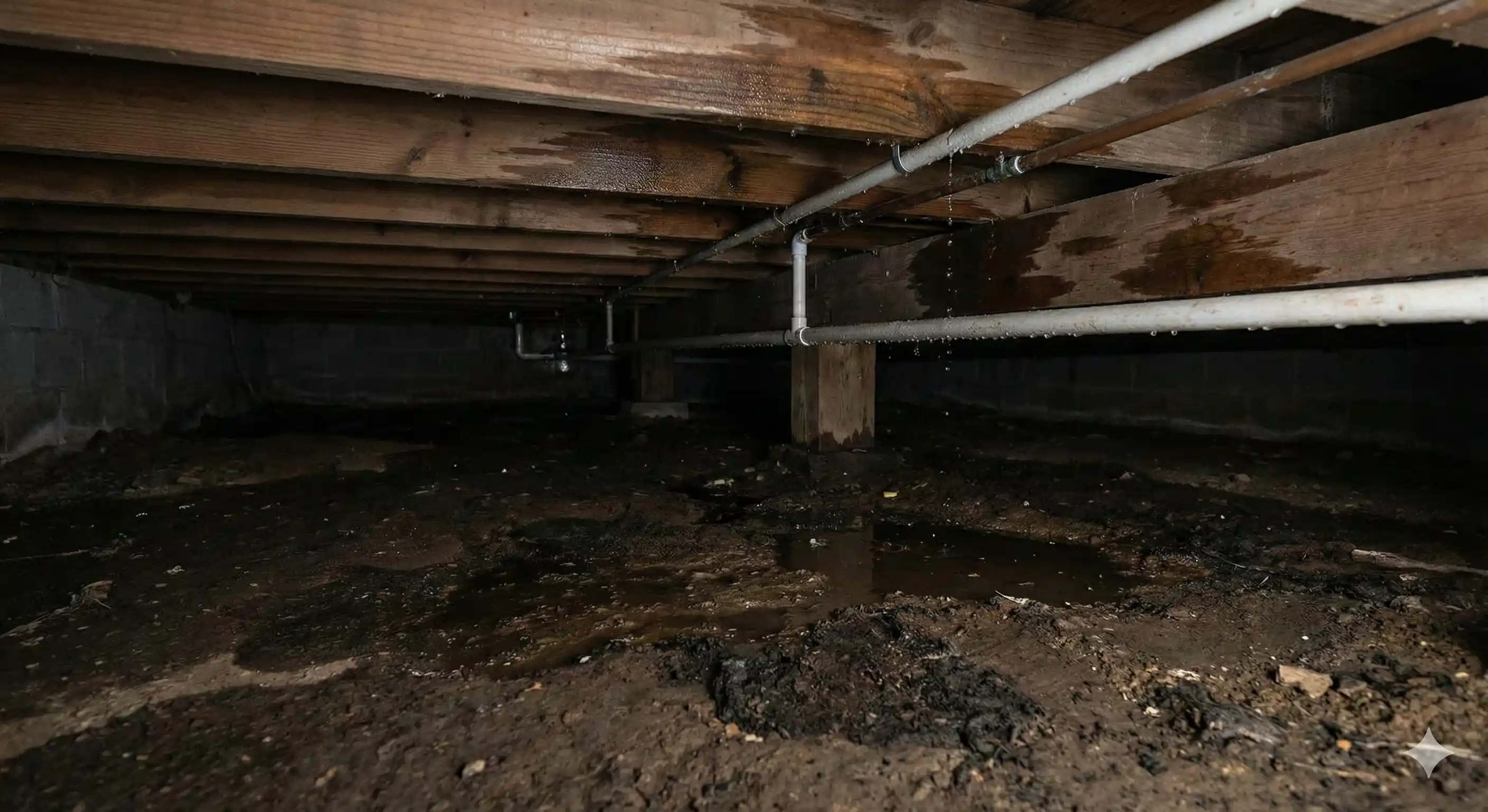Damp basement or crawl space conditions that attract moisture-seeking crickets