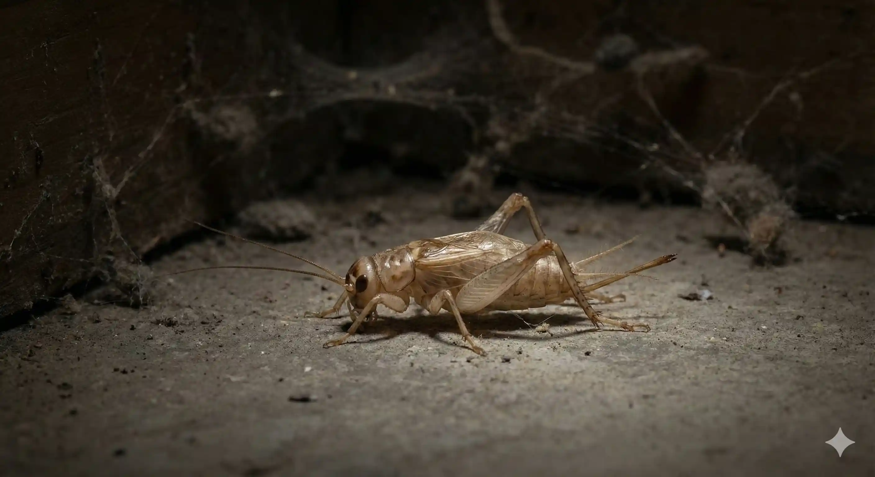 Cricket shed exoskeleton found in dark basement area