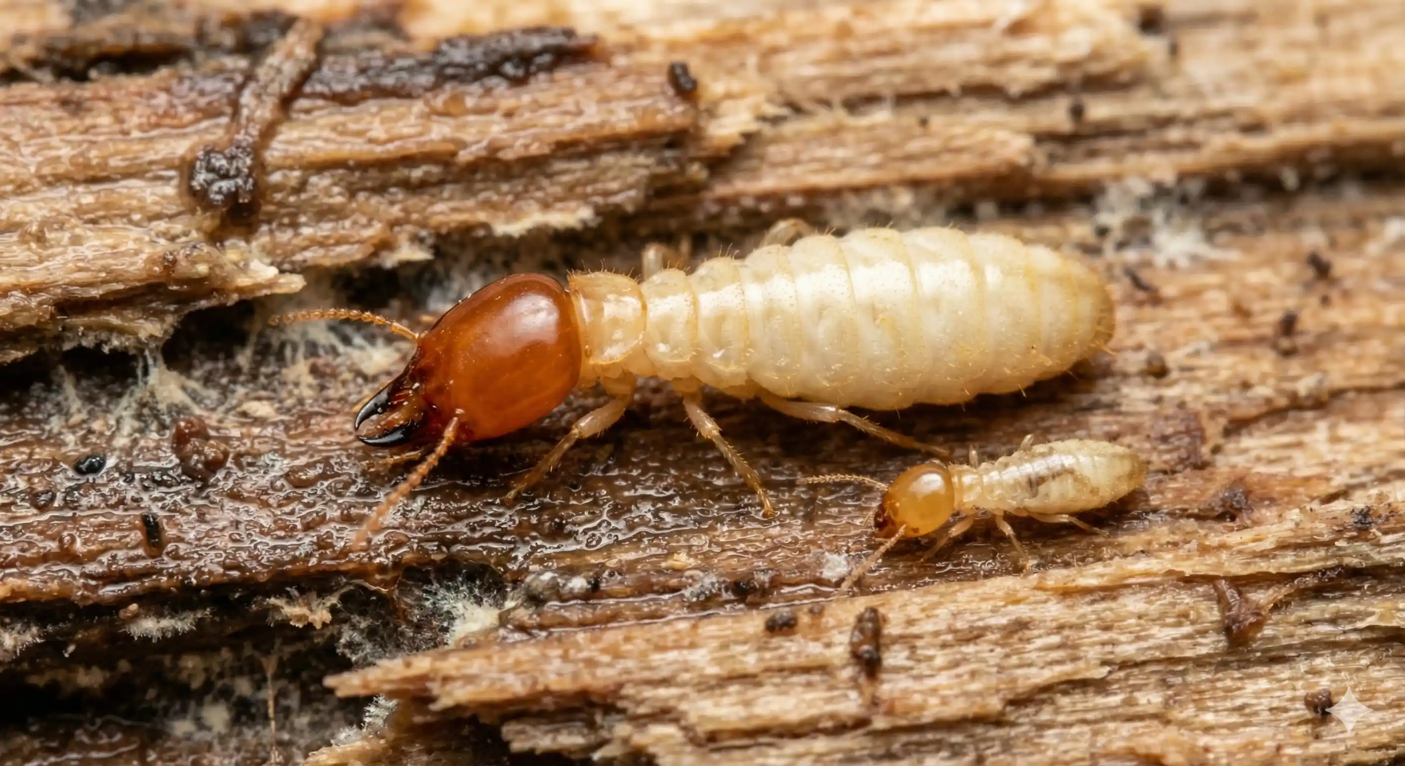 Large dampwood termite worker showing characteristic size
