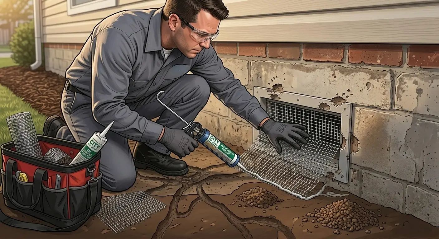 Professional sealing entry points to prevent deer mice access