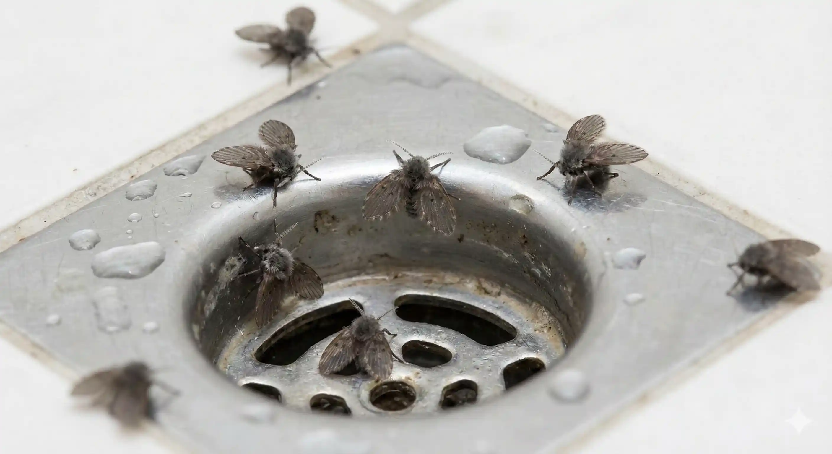 Small drain flies emerging from bathroom or kitchen drain