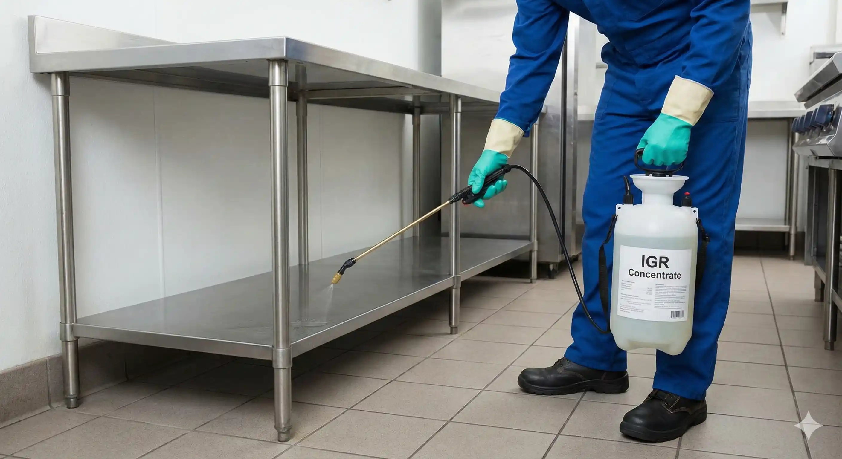 Applying insect growth regulator treatment to disrupt fruit fly reproduction