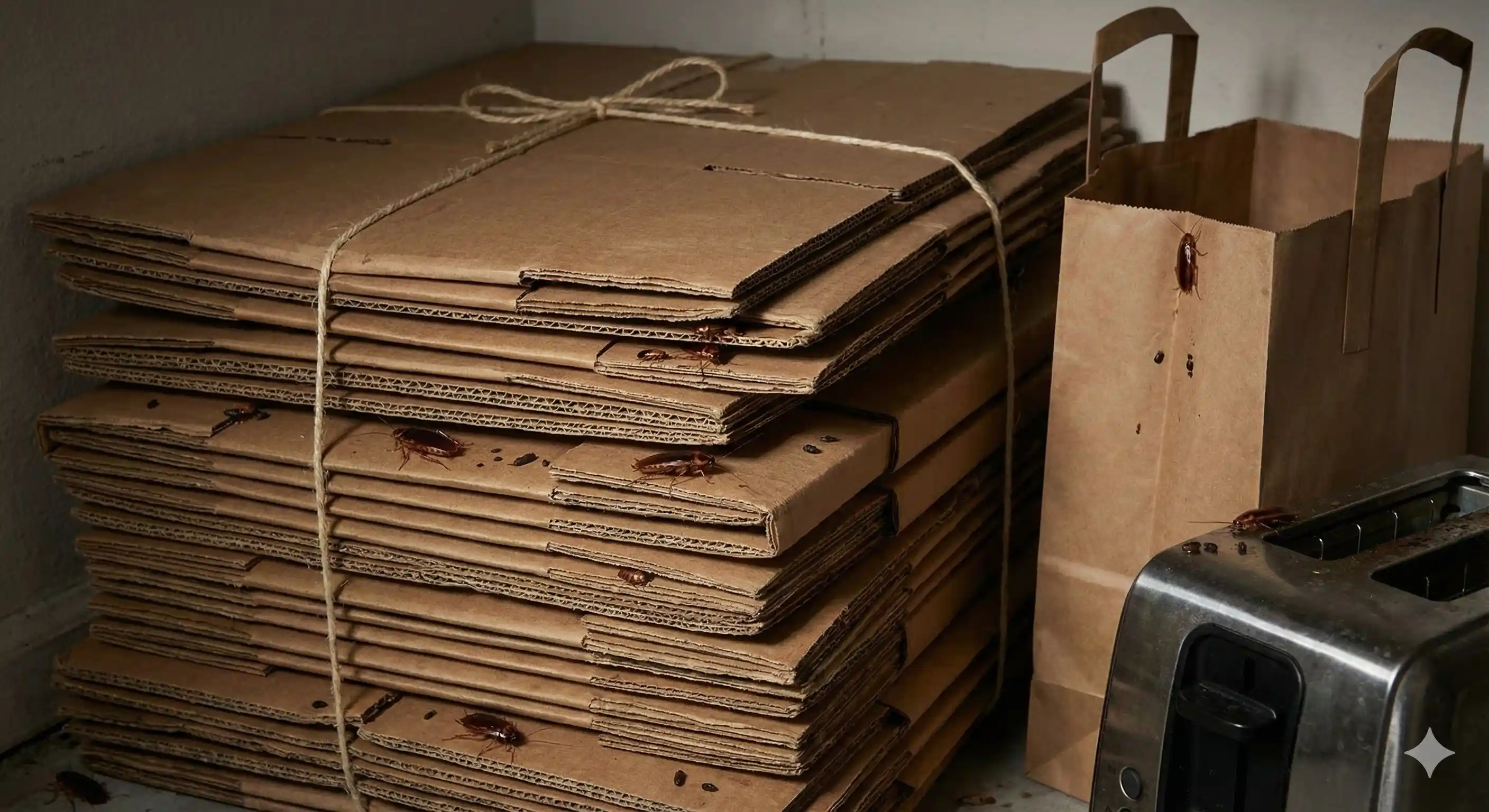 Cardboard boxes and grocery bags that can transport German cockroaches