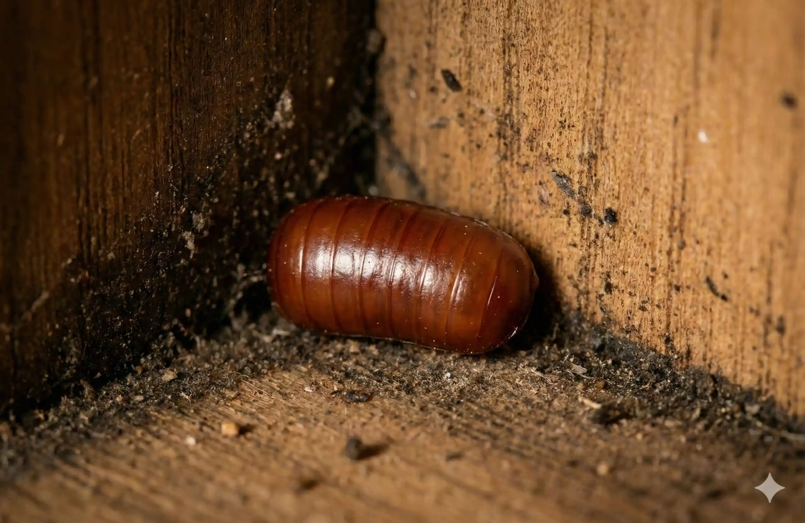 German cockroach egg casing (ootheca) in hidden area