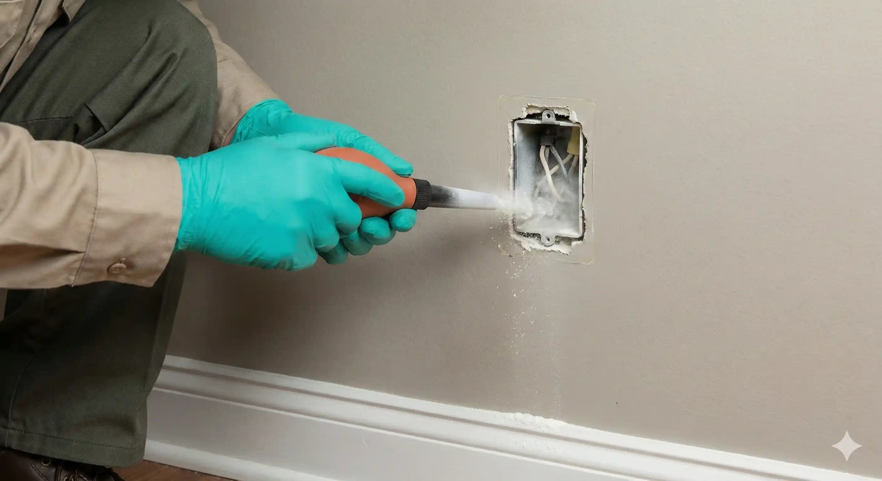 Applying insecticidal dust into wall voids for German cockroach control