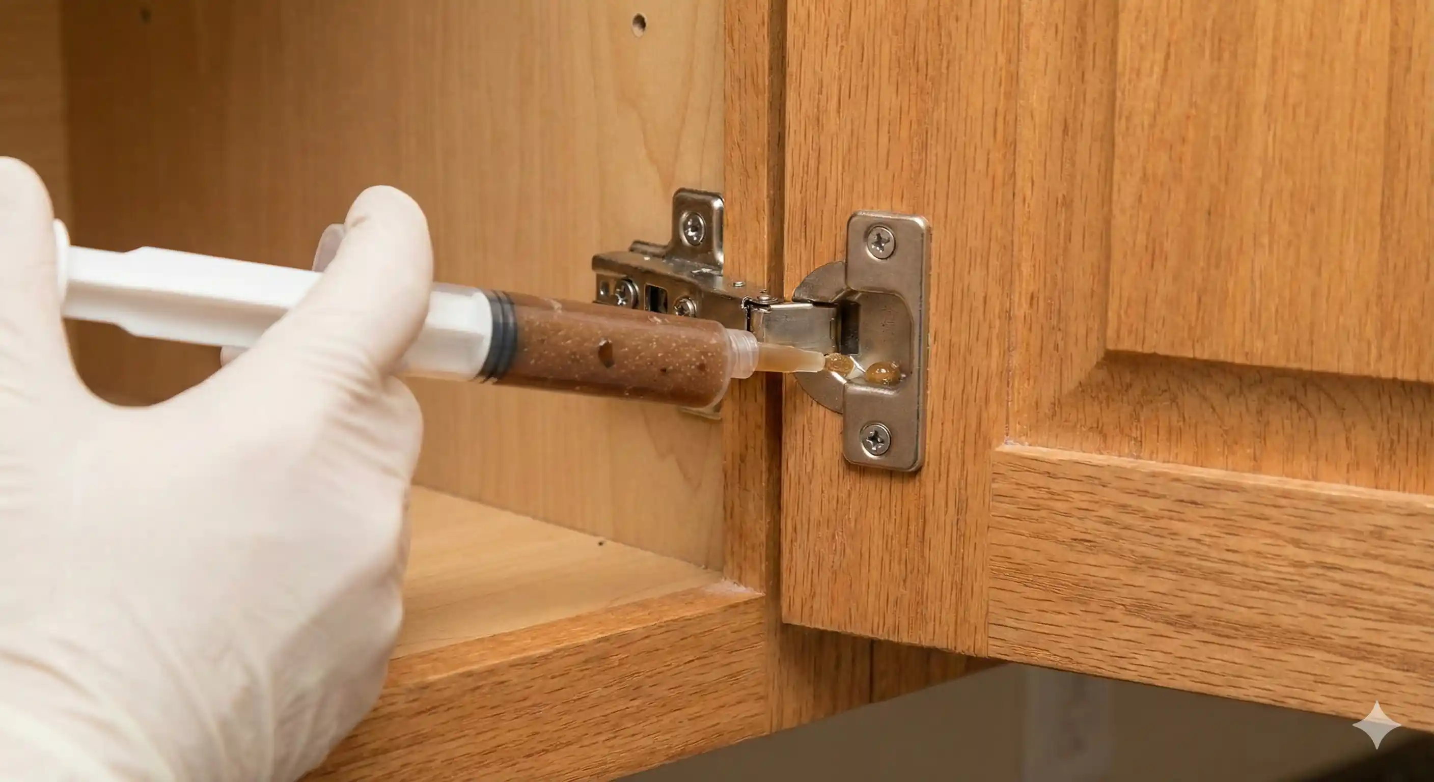 Technician applying targeted gel bait for German cockroach control