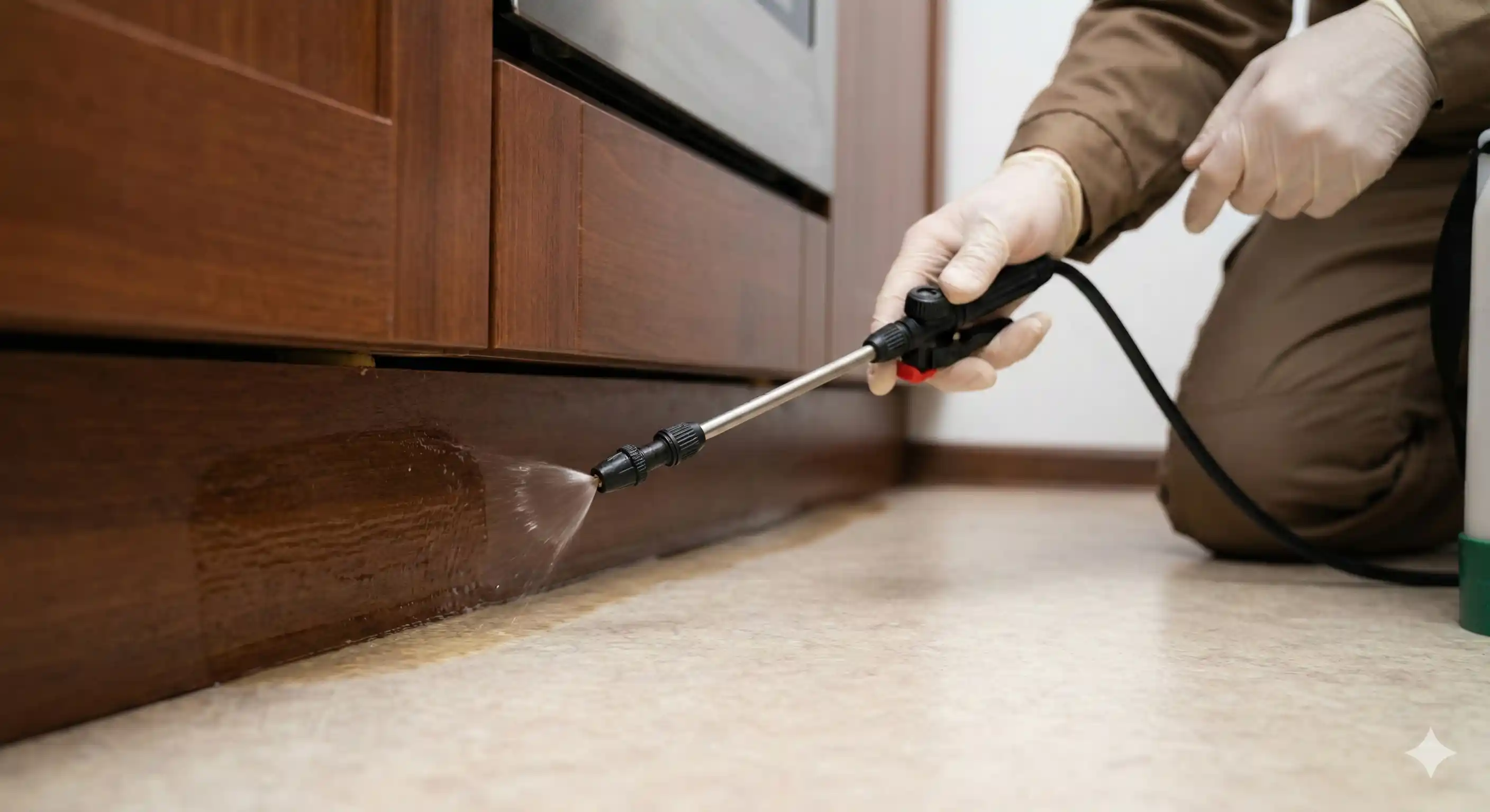 Applying residual barrier treatment in cockroach travel paths