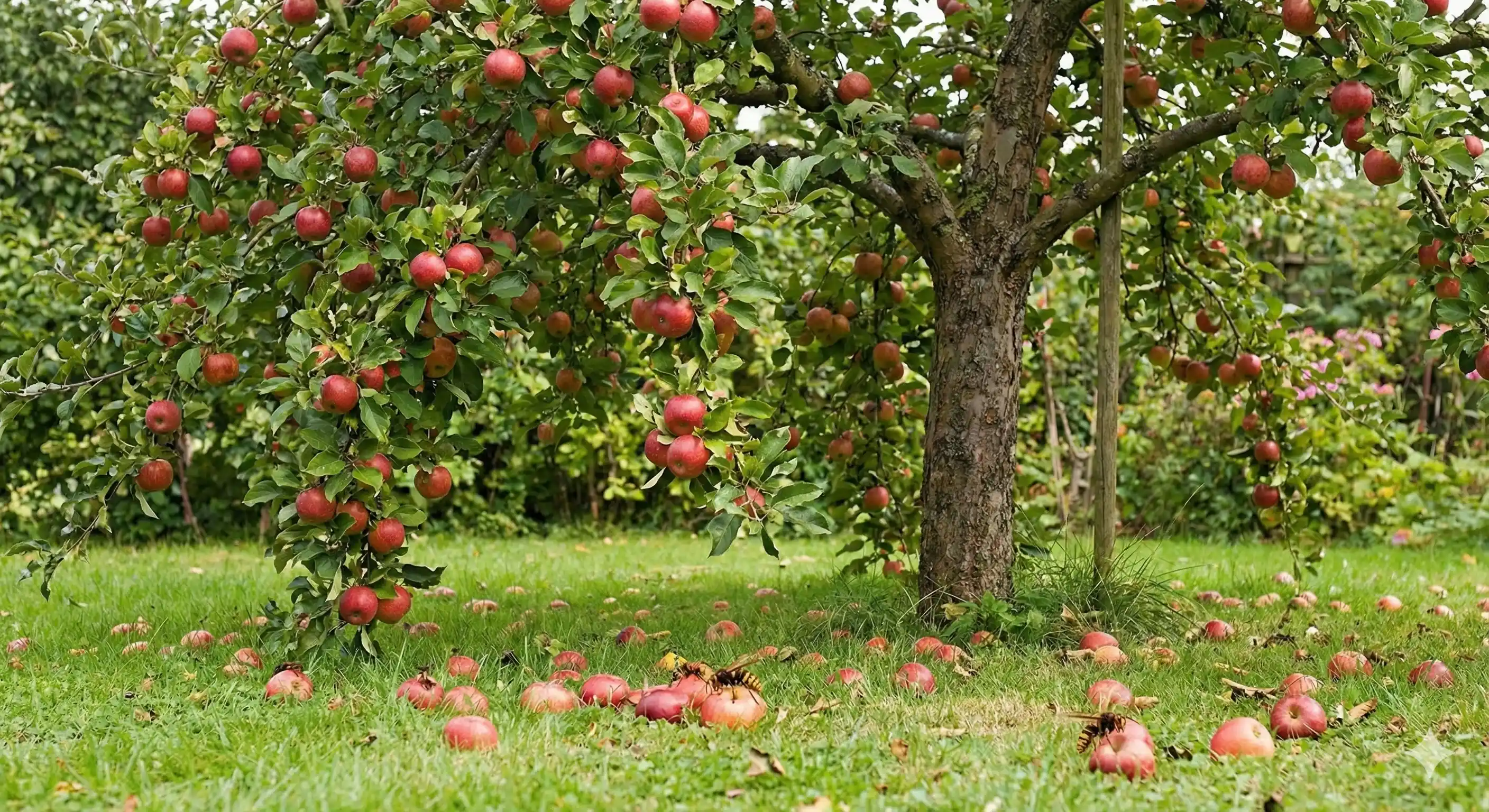 Fruit trees and garden areas that attract foraging hornets