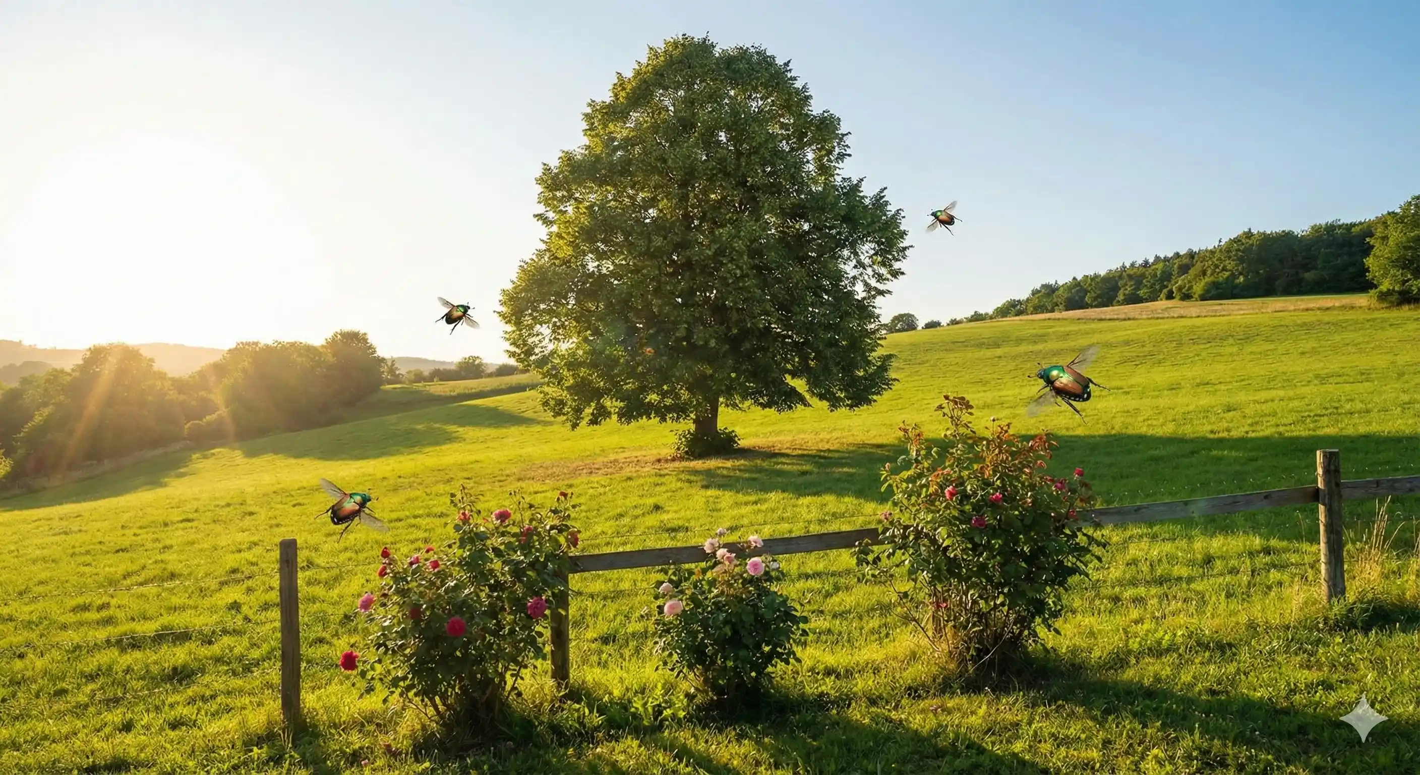 Sun-exposed landscape features that attract Japanese beetle activity