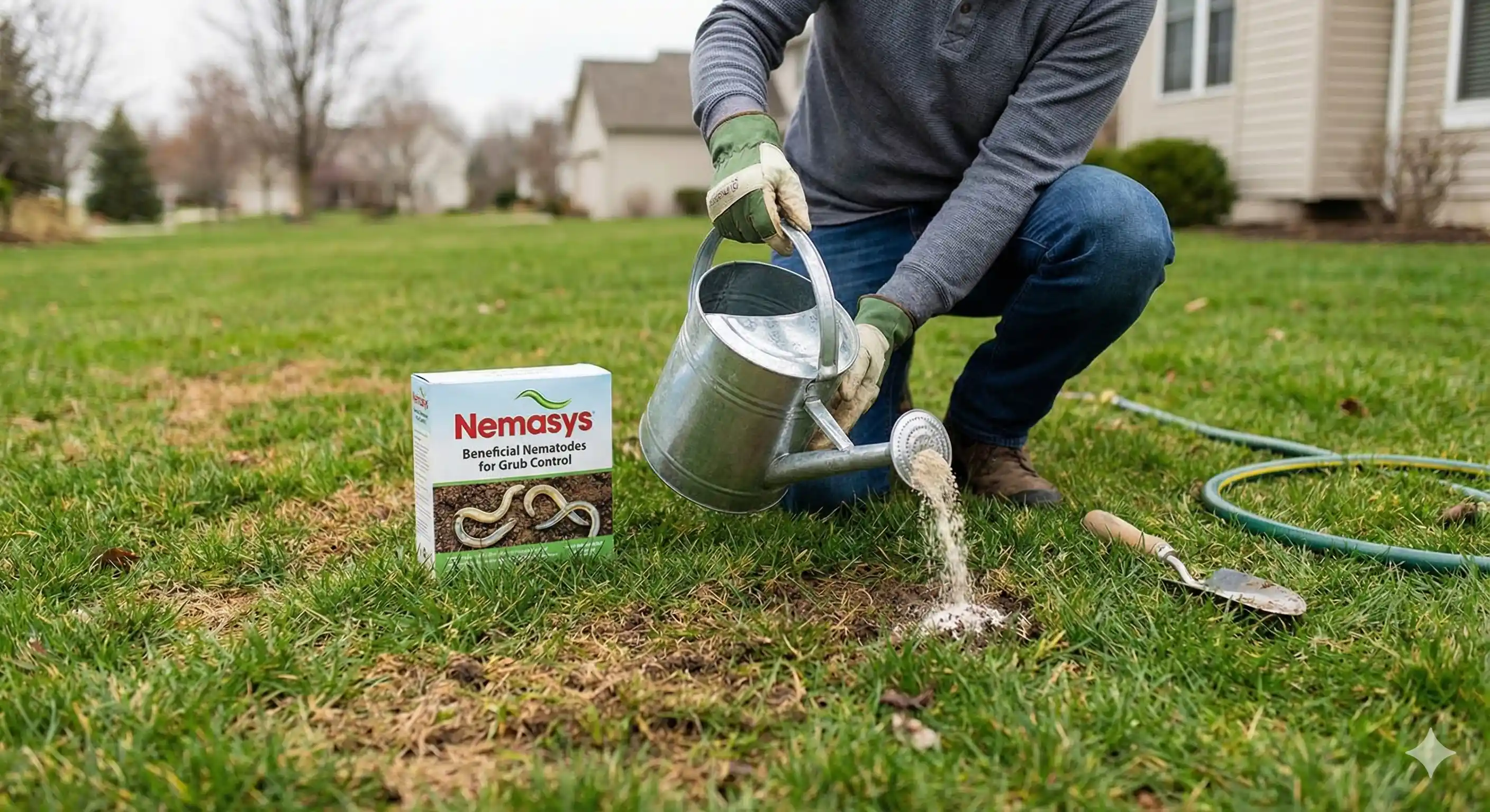 Applying biological control agents for natural Japanese beetle grub elimination