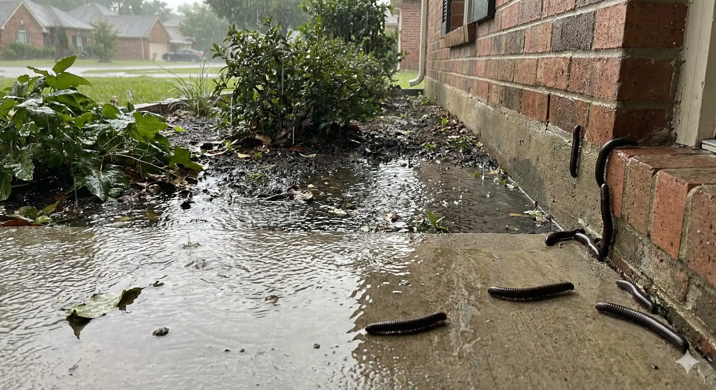 Heavy rainfall or drought conditions triggering millipede migration