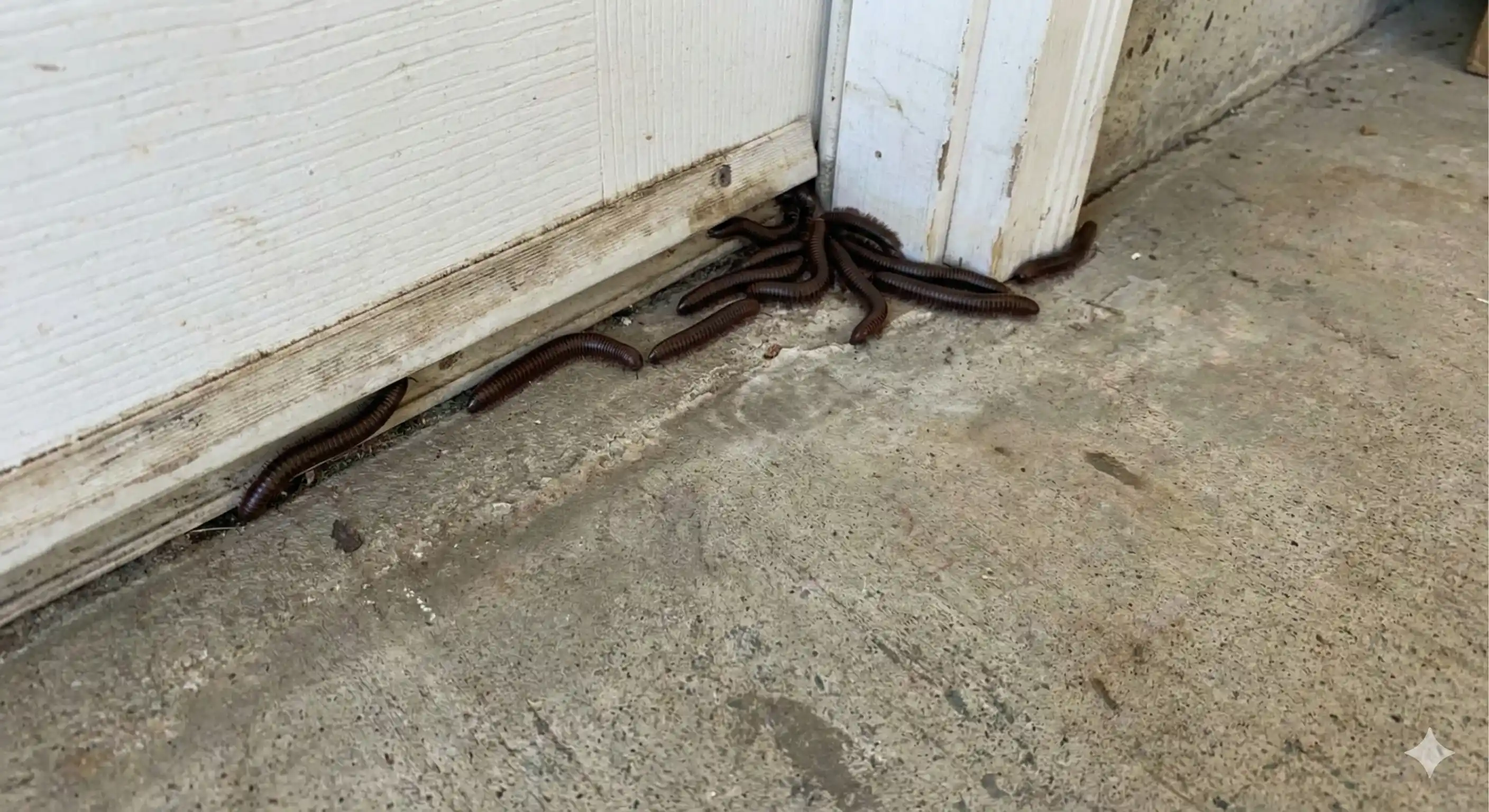 Millipedes concentrated near door threshold or foundation crack