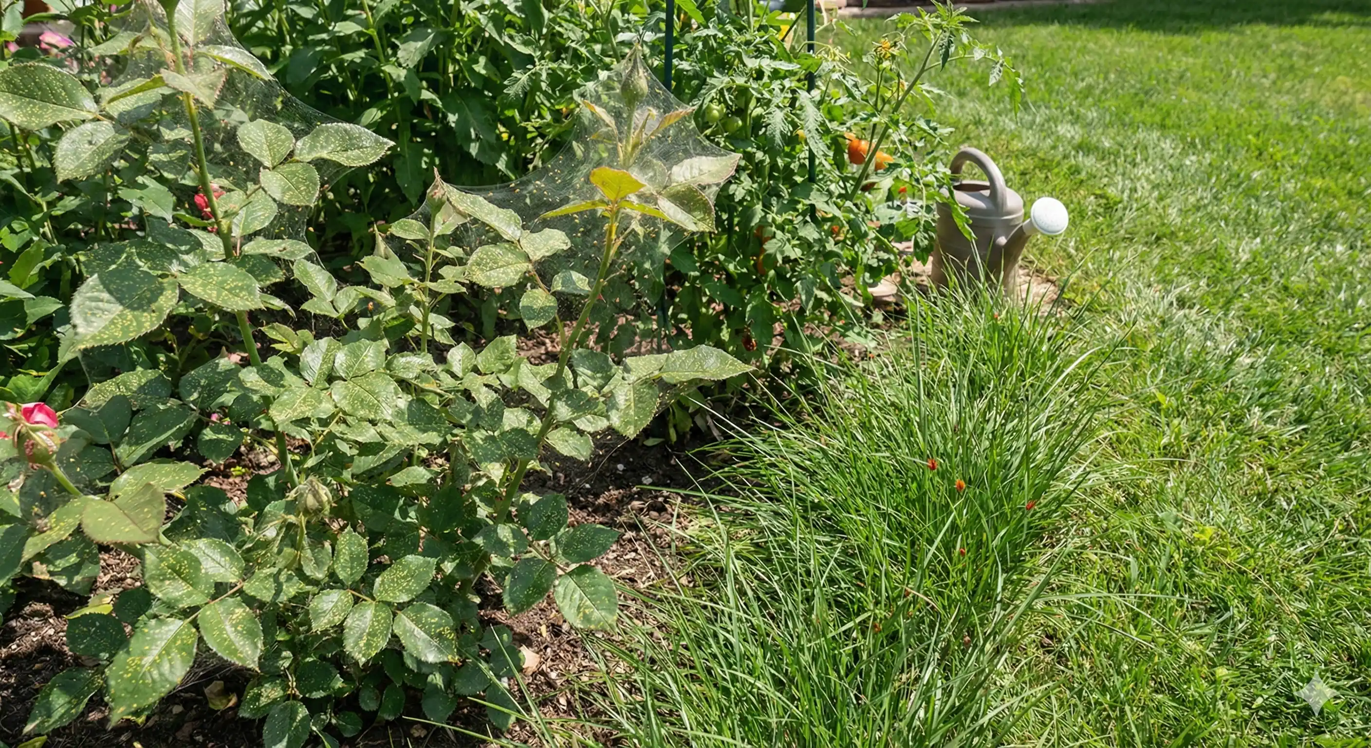 Garden vegetation and outdoor areas harboring mites