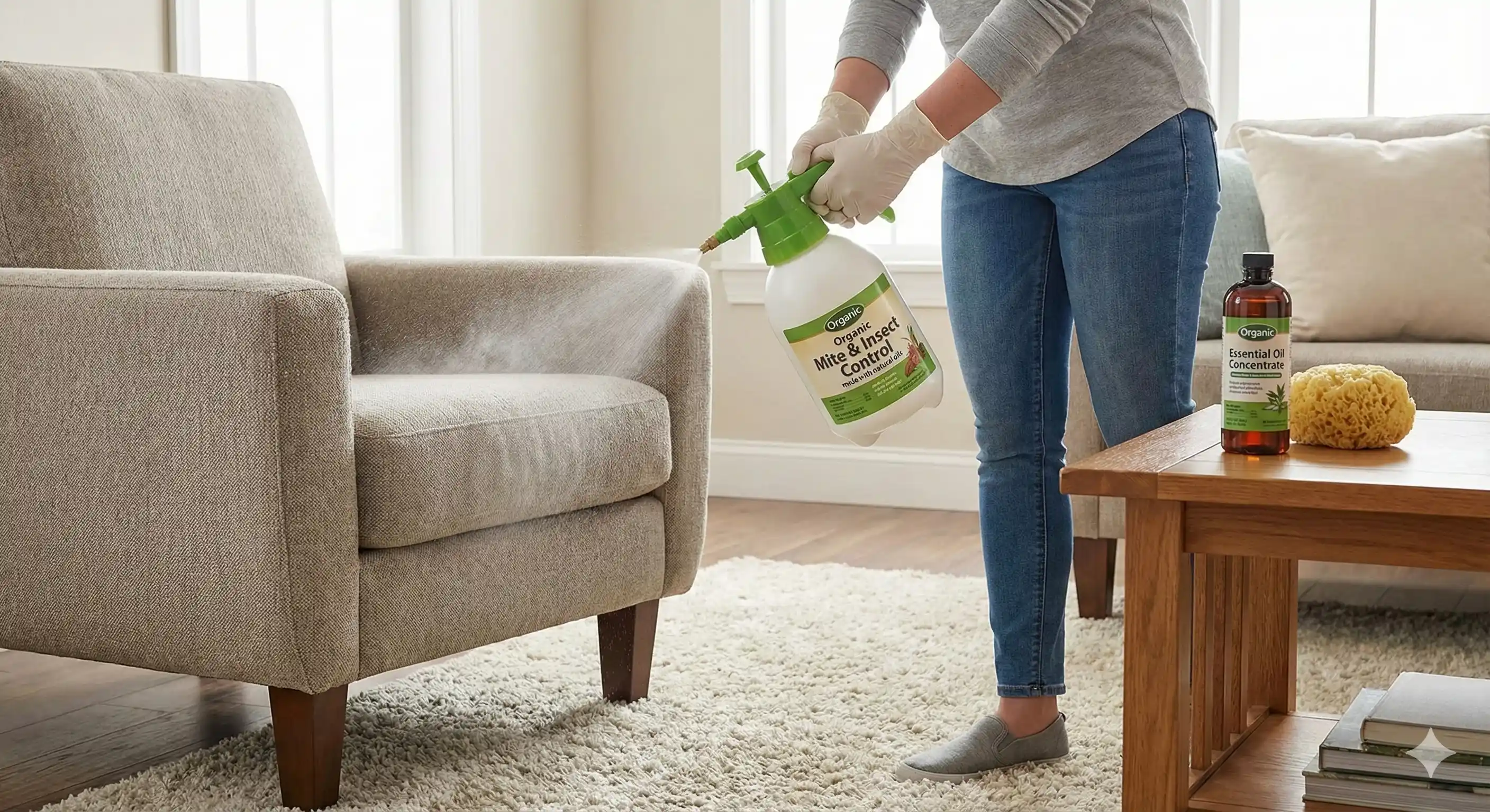 Applying all-natural eco-friendly mite treatment