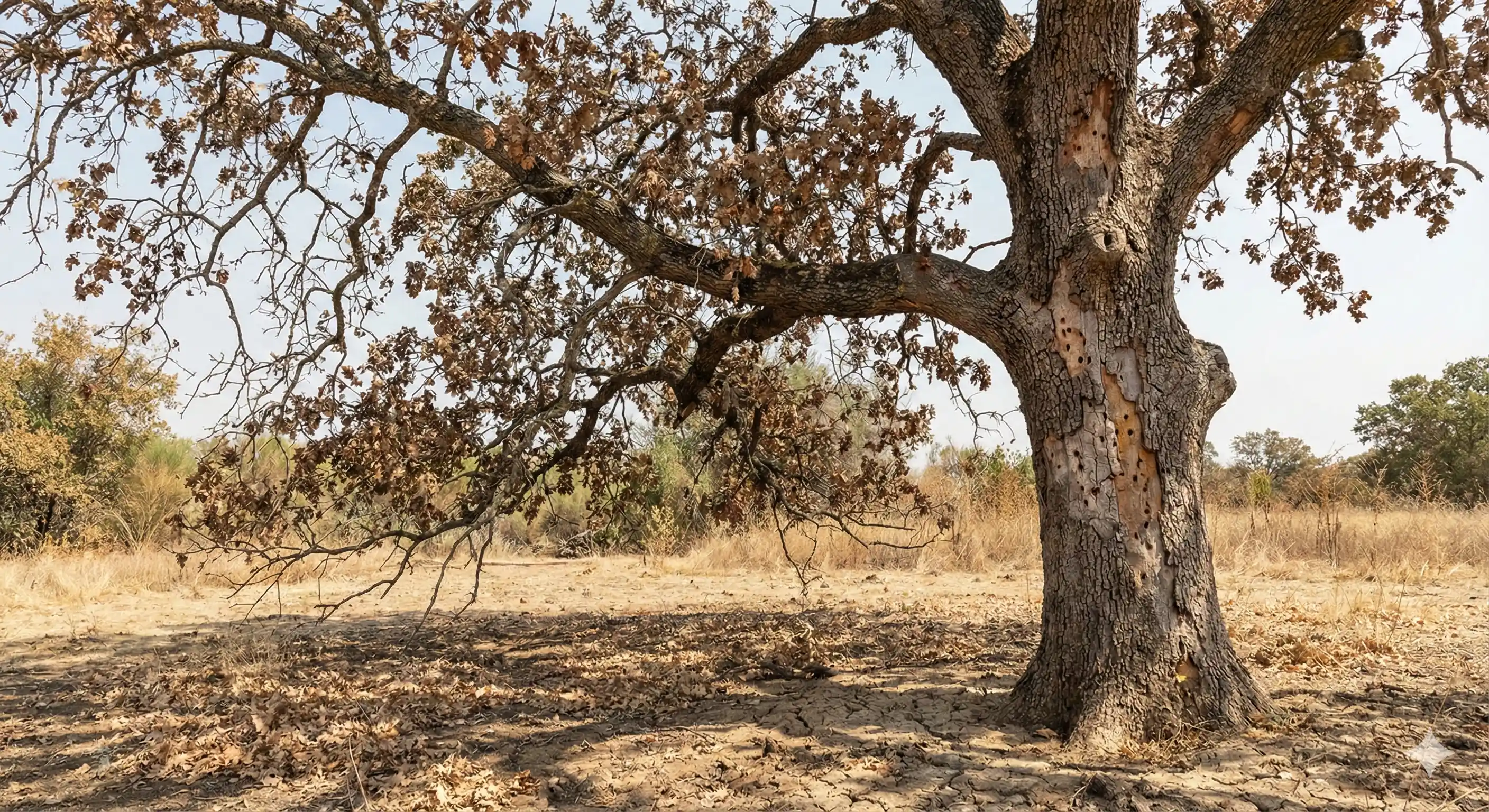 Stressed oak tree more vulnerable to oakworm damage