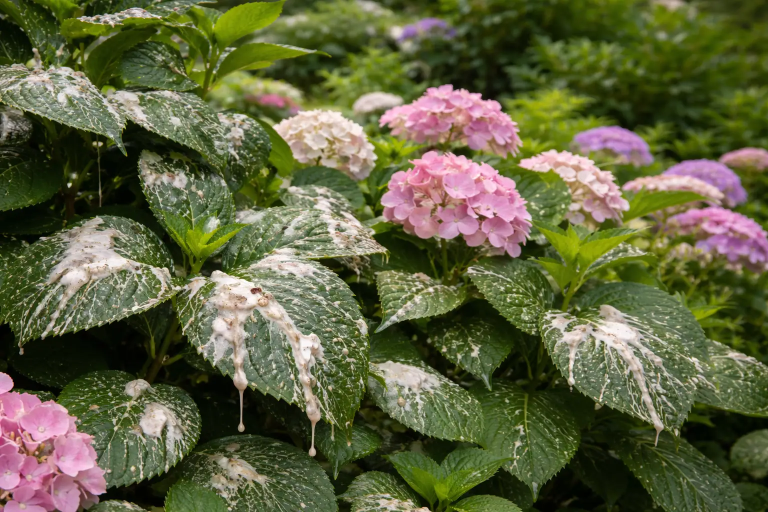 Vegetation damaged by pigeon droppings