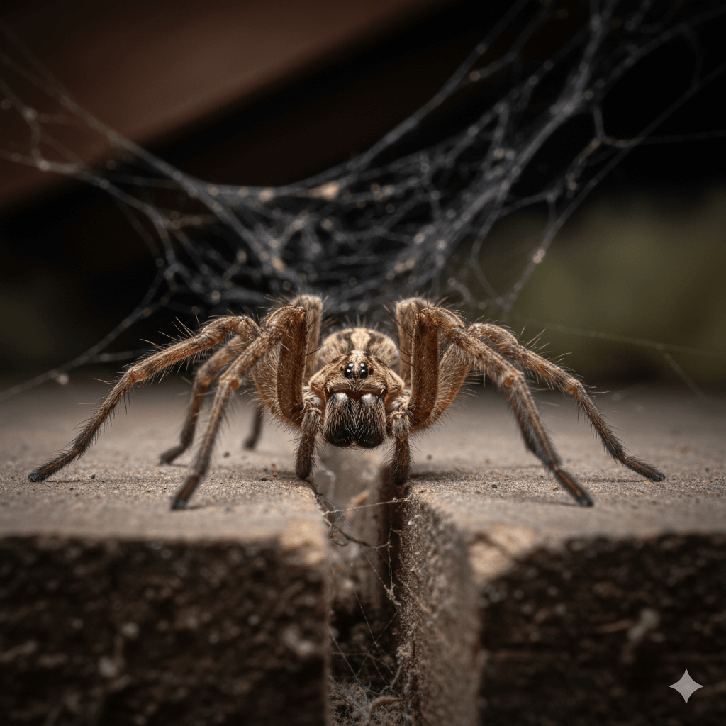 Spider creating webs throughout residential home living spaces