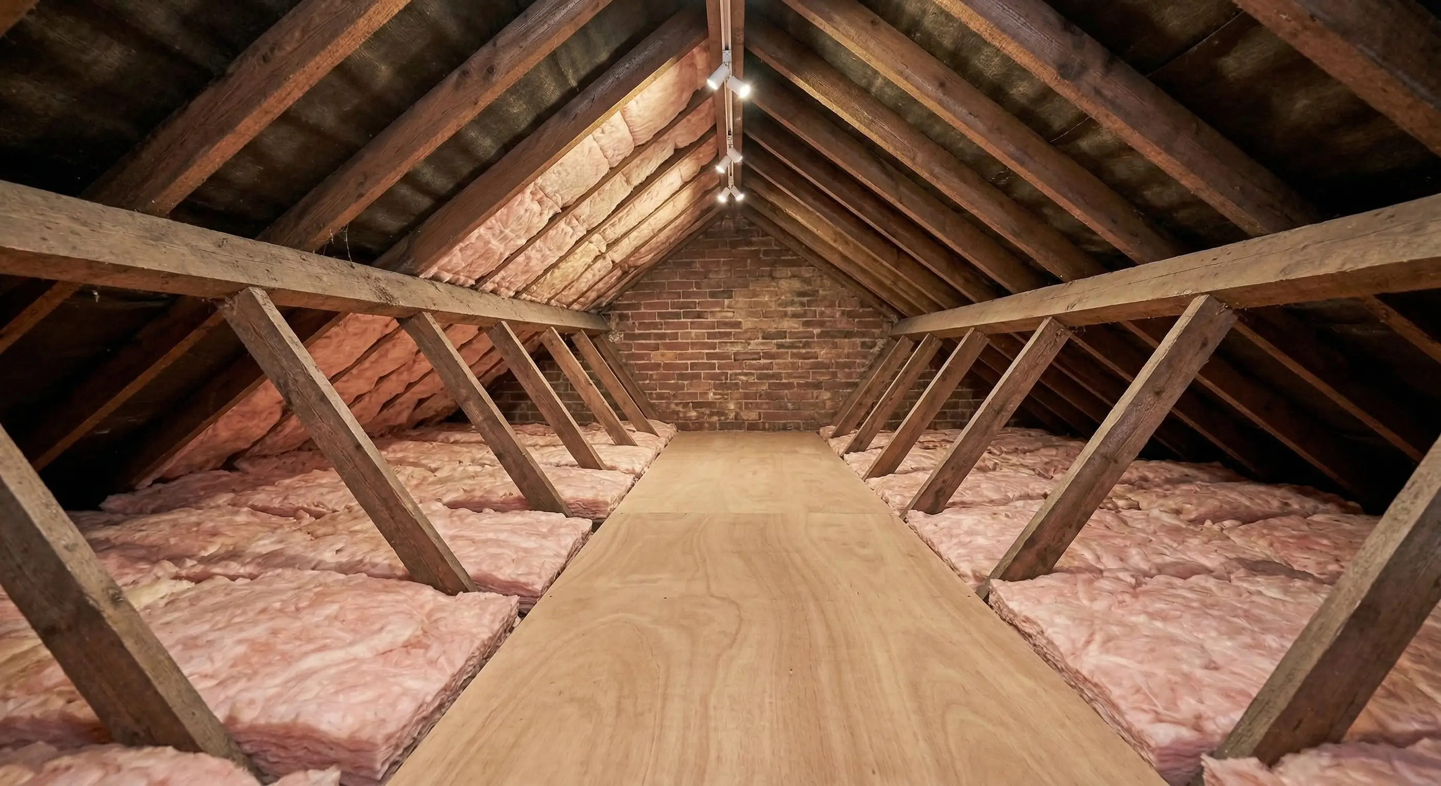 Clean, restored attic after rodent cleanup and insulation replacement